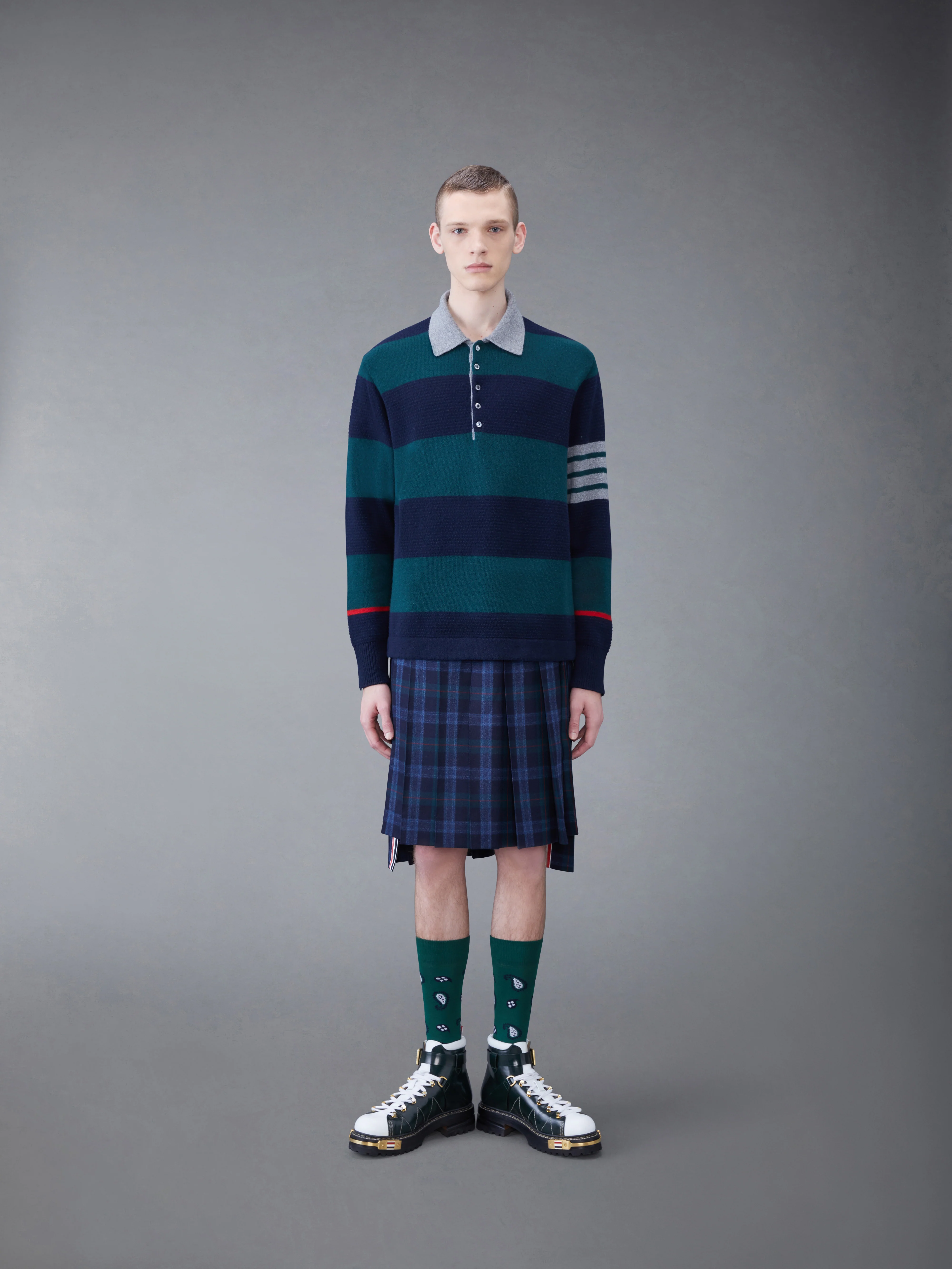 Rugby Stripe Merino 4-Bar Long Sleeve Polo - Image 3