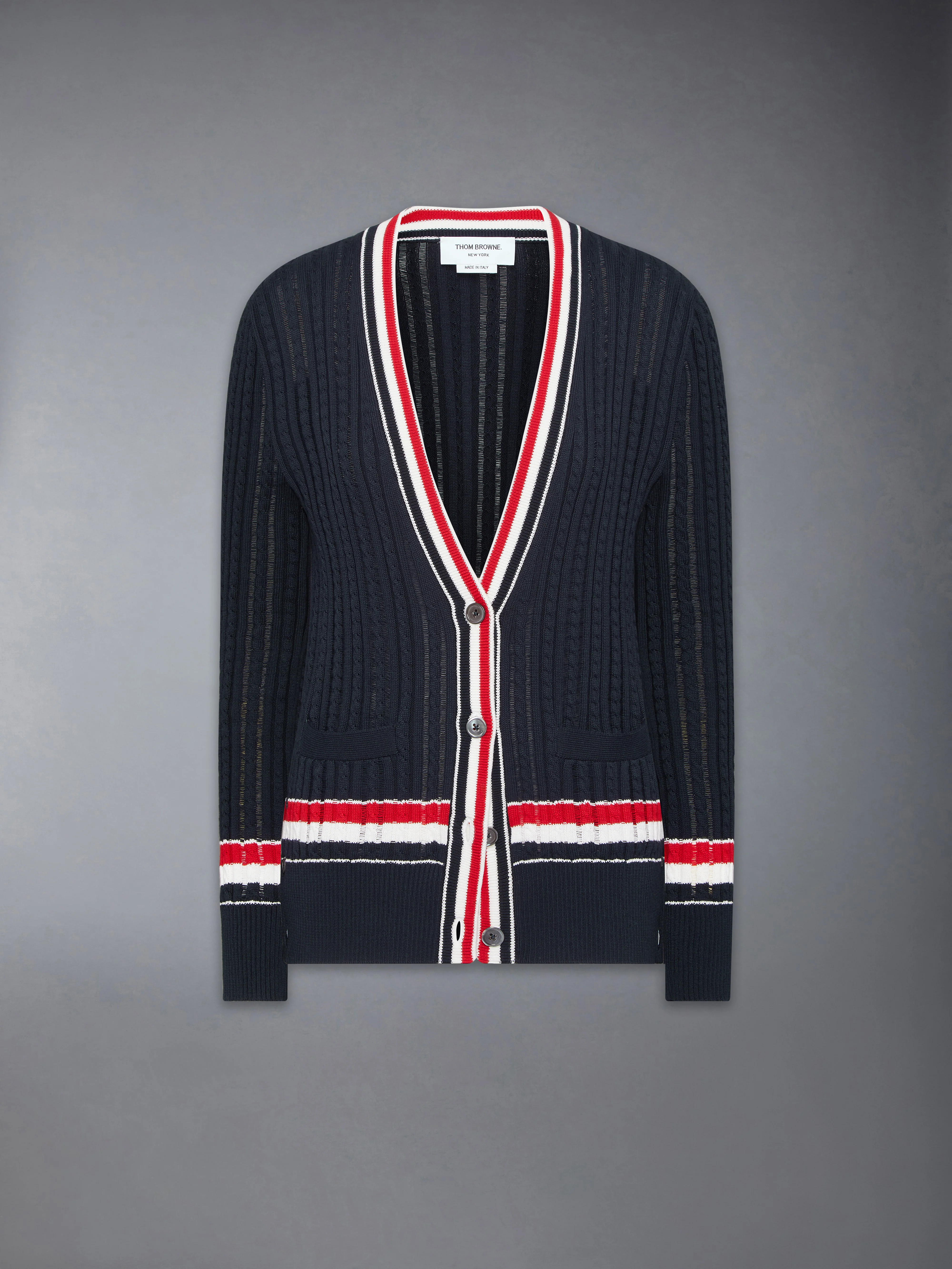 RWB STRIPE BABY LADDER CABLE ELONGATED CARDIGAN - Image 6