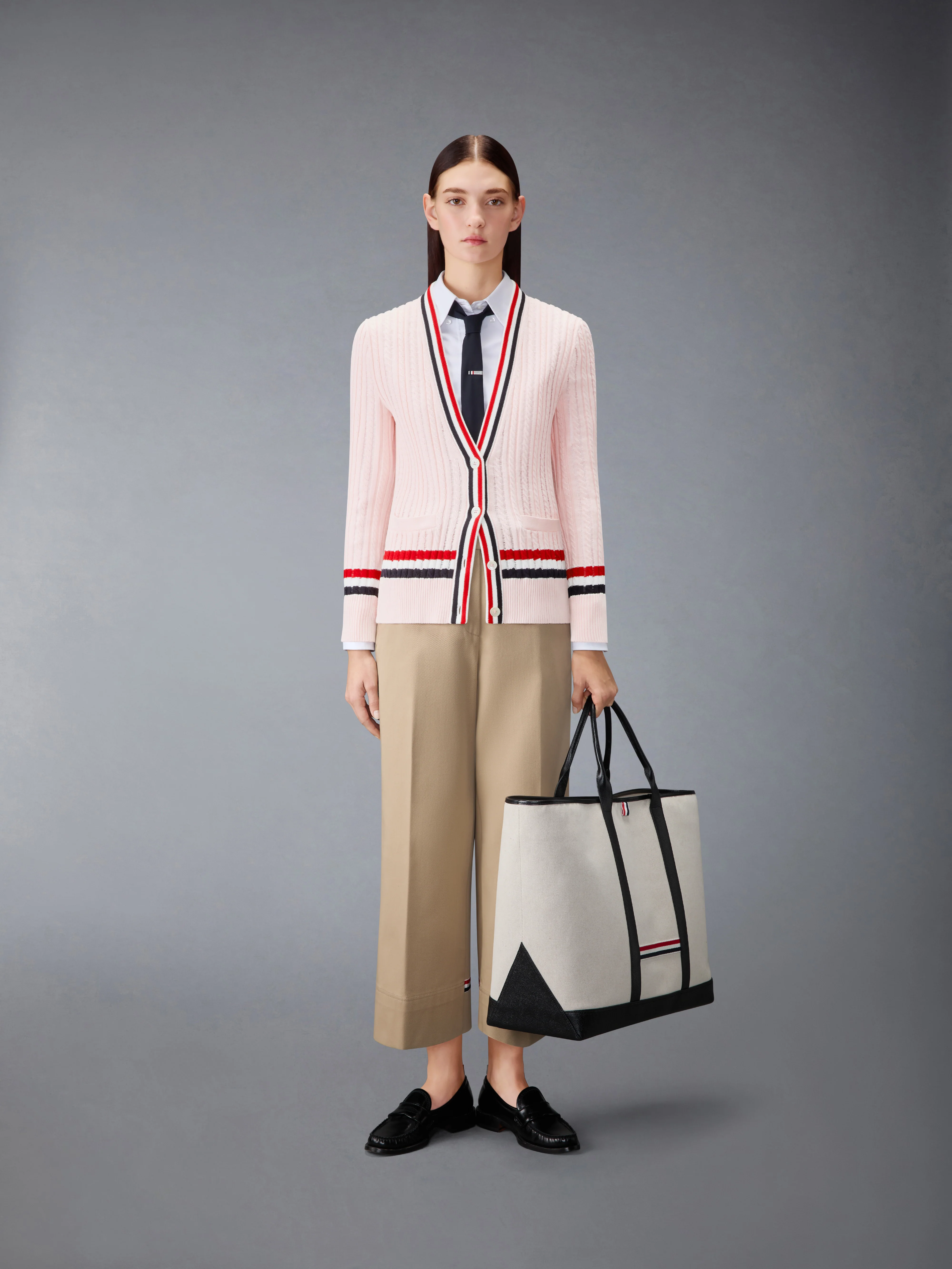 RWB STRIPE BABY LADDER CABLE ELONGATED CARDIGAN - Image 3