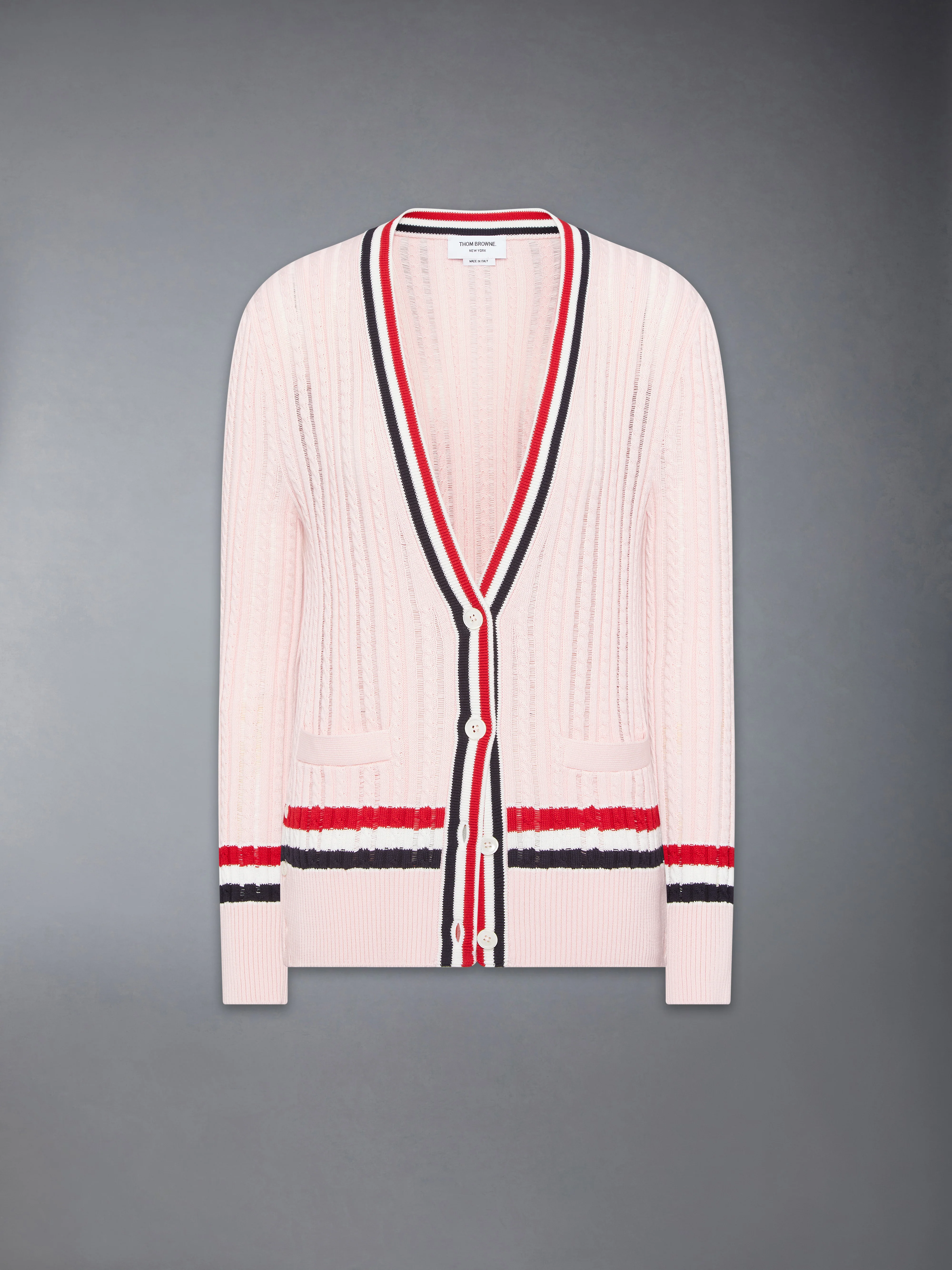 RWB STRIPE BABY LADDER CABLE ELONGATED CARDIGAN - Image 6
