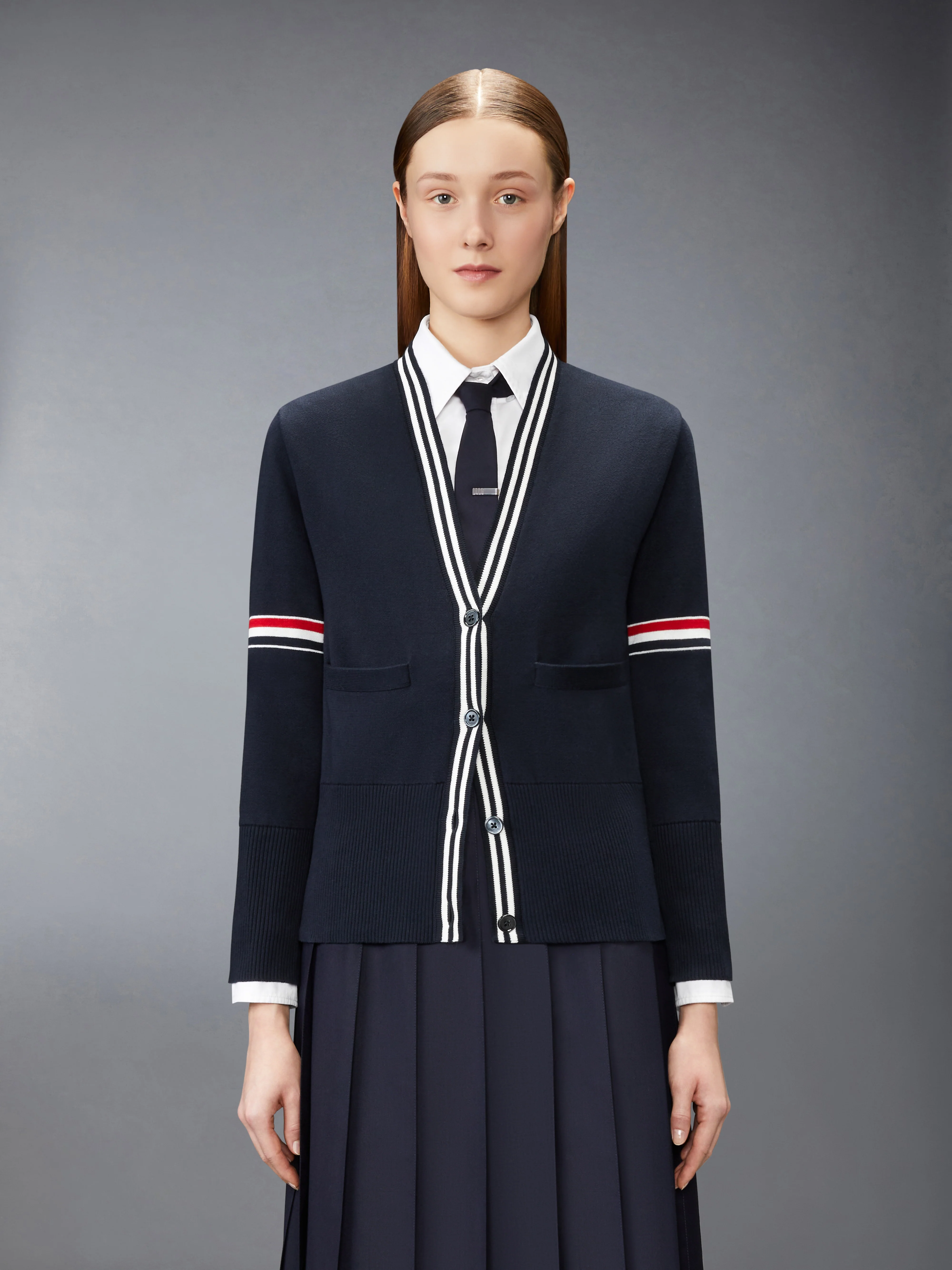 RWB STRIPE JACQUARD SAILBOAT CARDIGAN