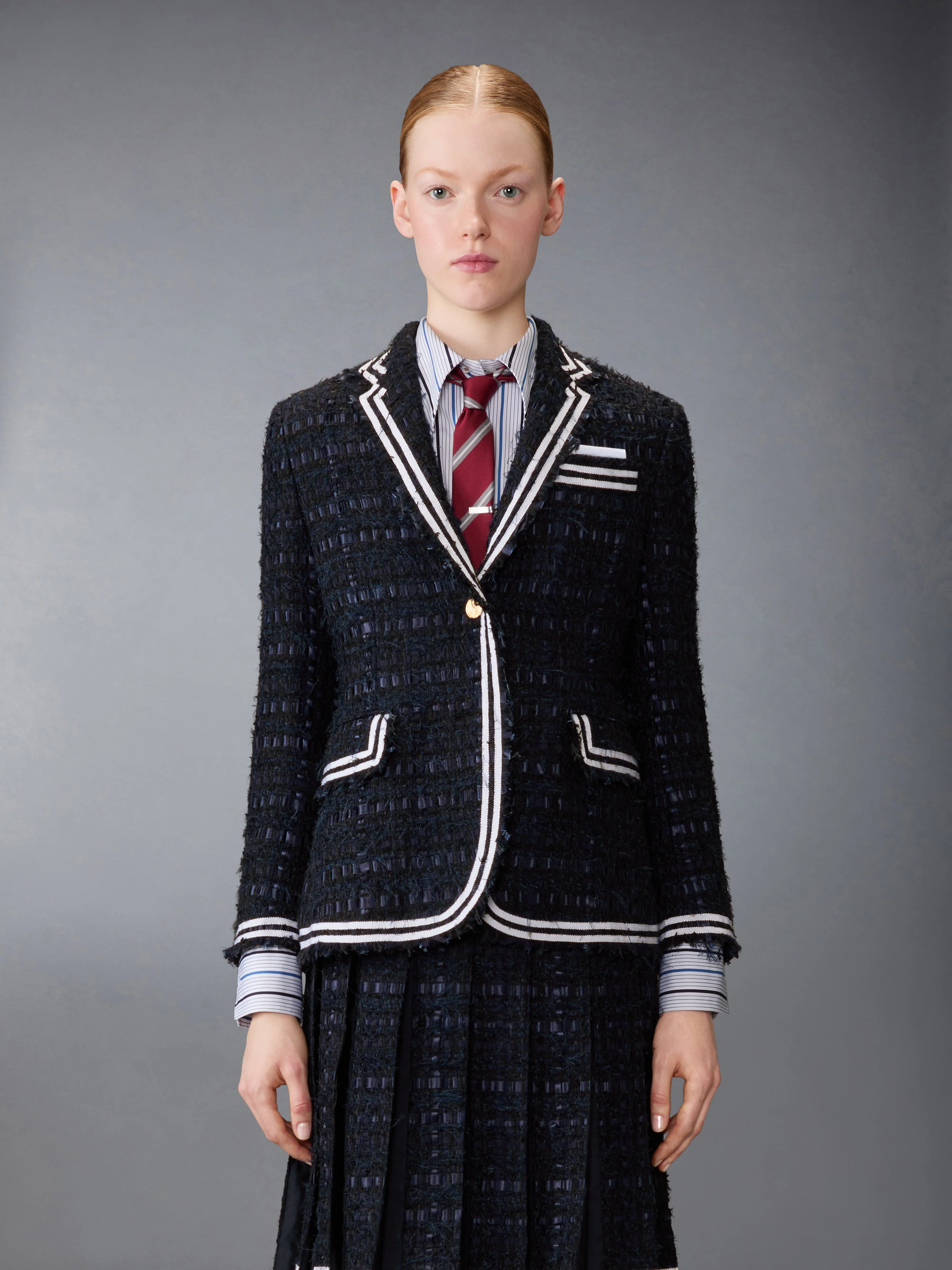 SATIN RIBBON TWEED UNCONSTRUCTED SPORTCOAT