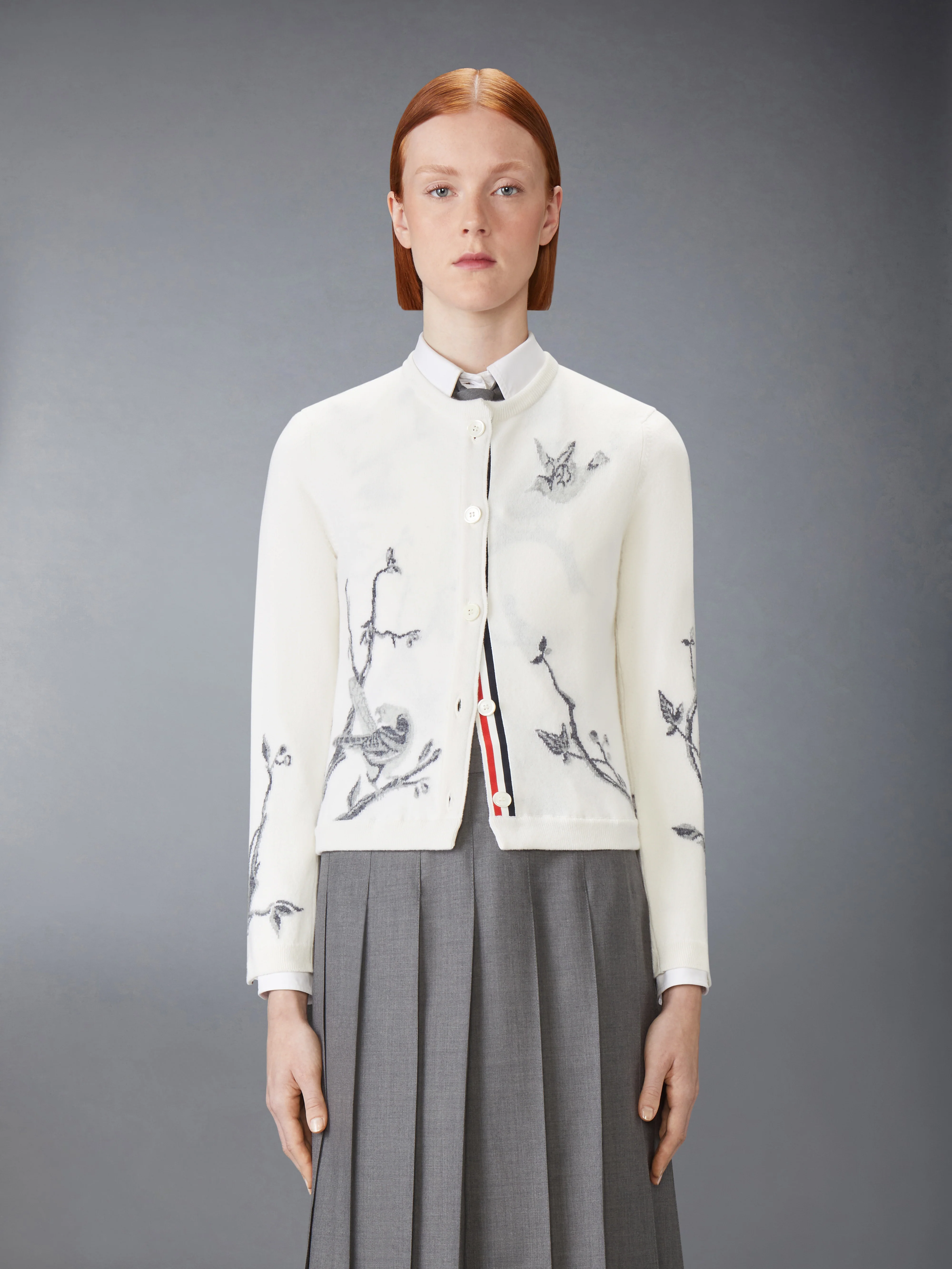 SCENIC BIRDS INTARSIA CASHMERE CARDIGAN