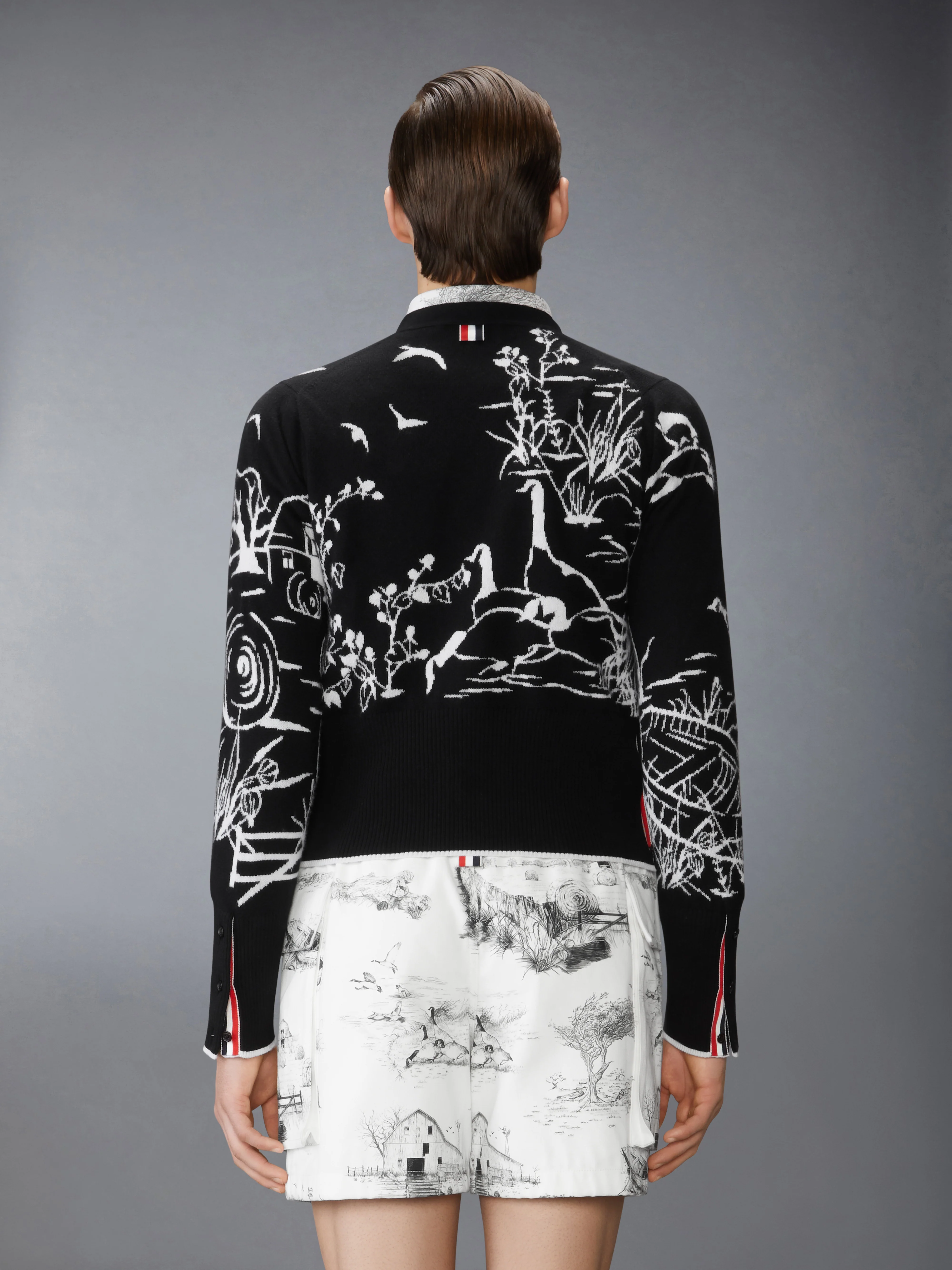 SCENIC JERSEY INTARSIA CASHMERE V NECK CARDIGAN - Image 2