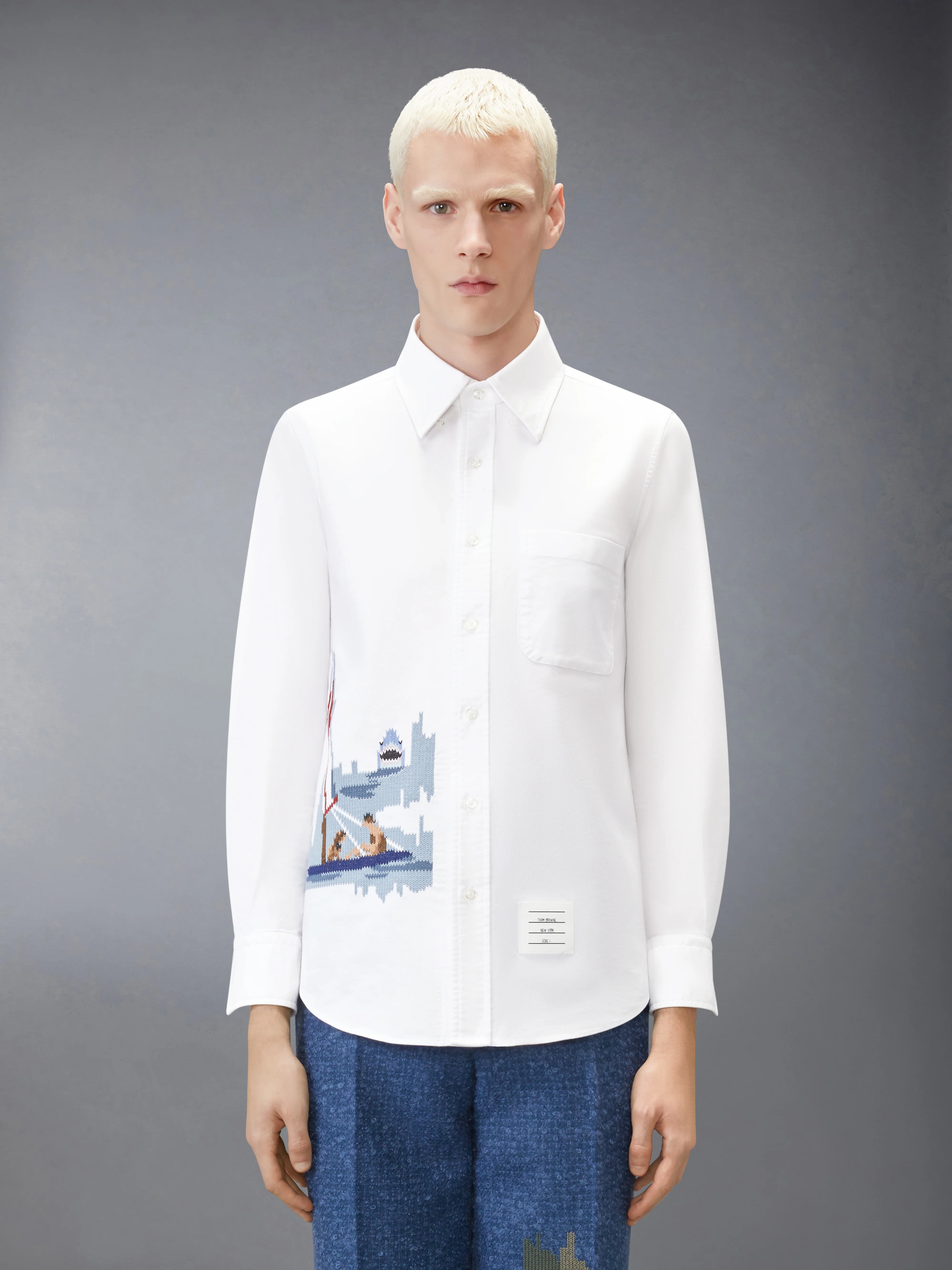 SCENIC SAILBOAT AND SHARK OXFORD SHIRT