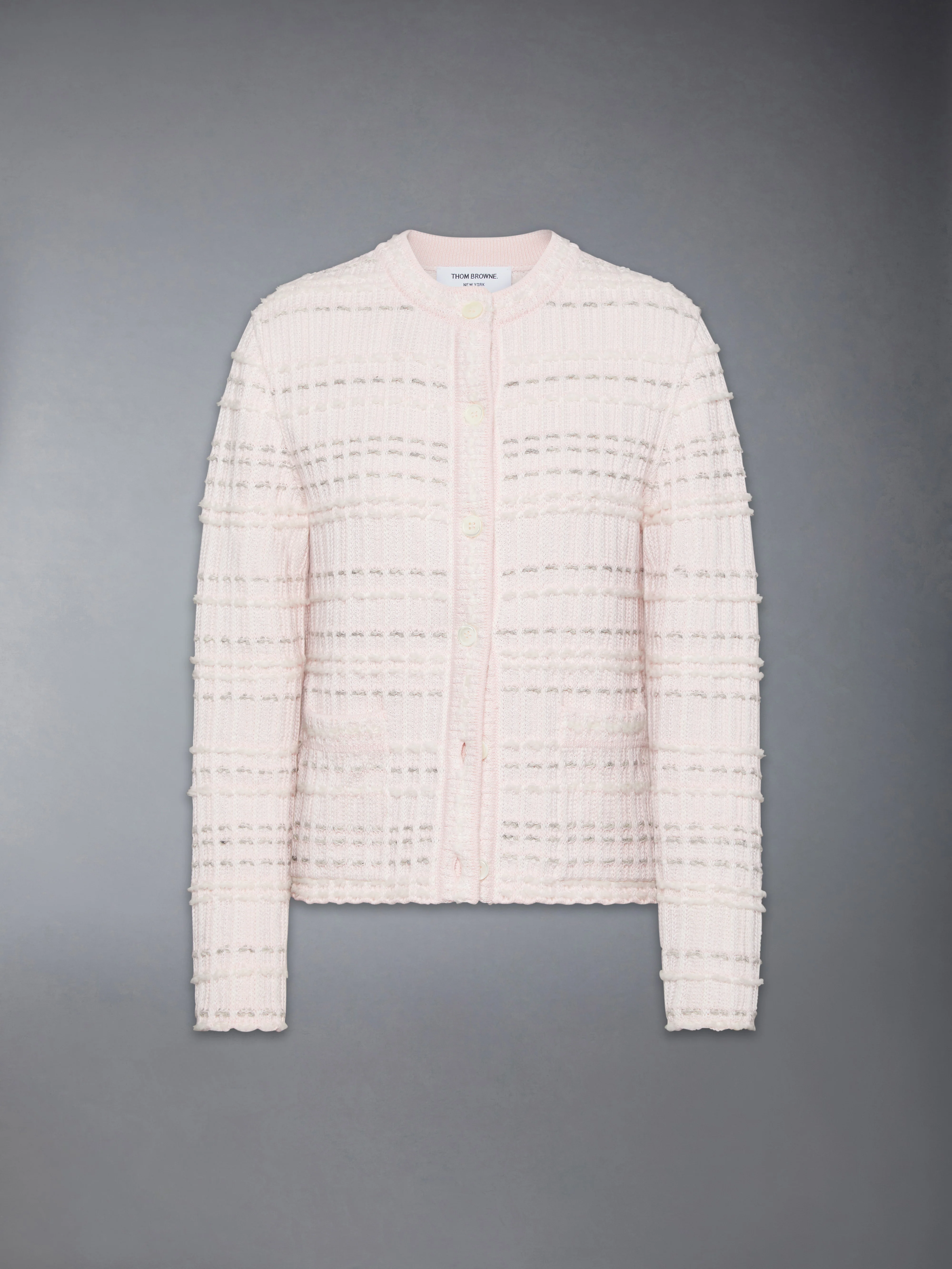SEERSUCKER KNIT TWEED JACQUARD CARDIGAN - Image 5
