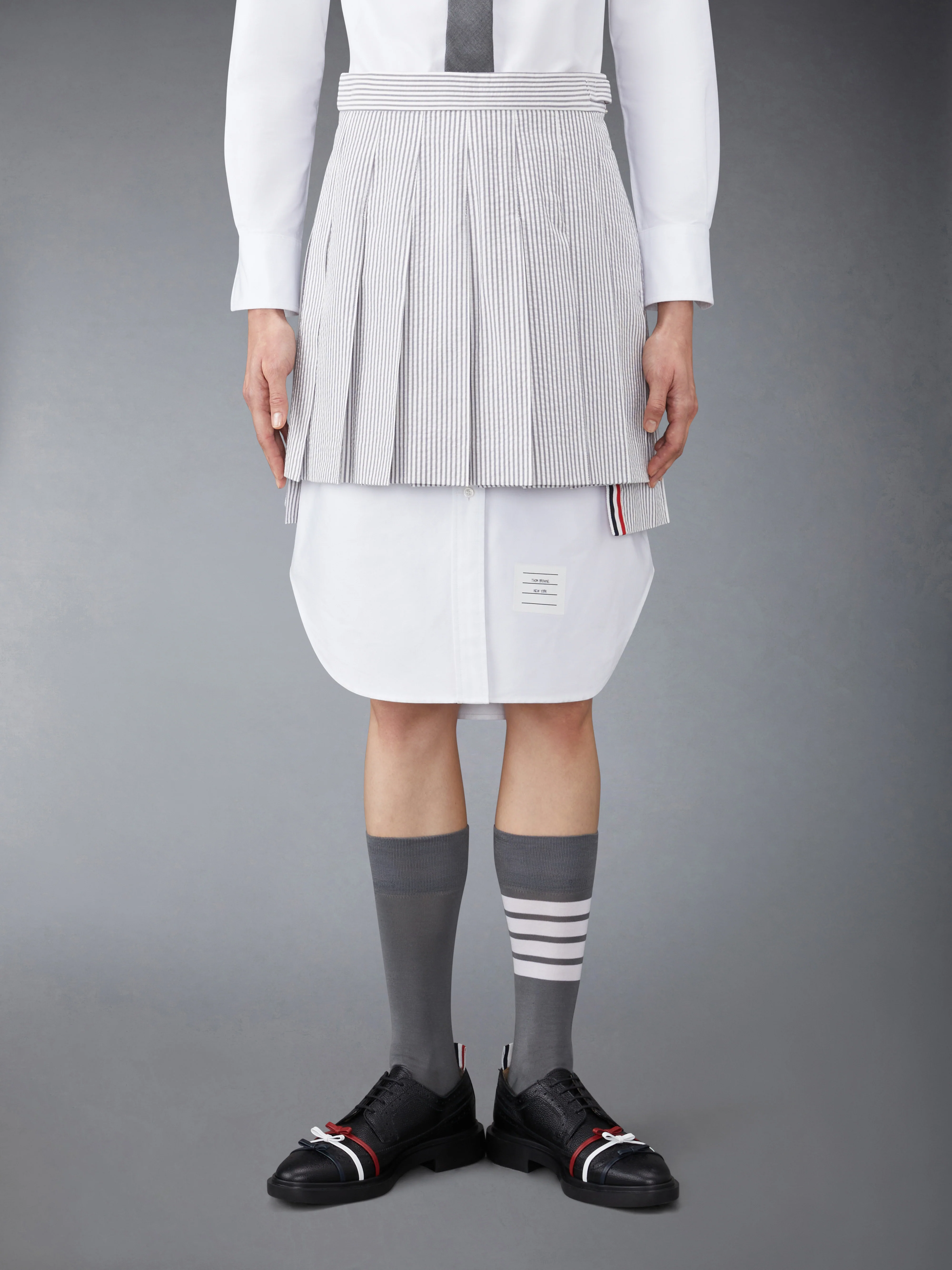 SEERSUCKER PLEATED MINI SKIRT