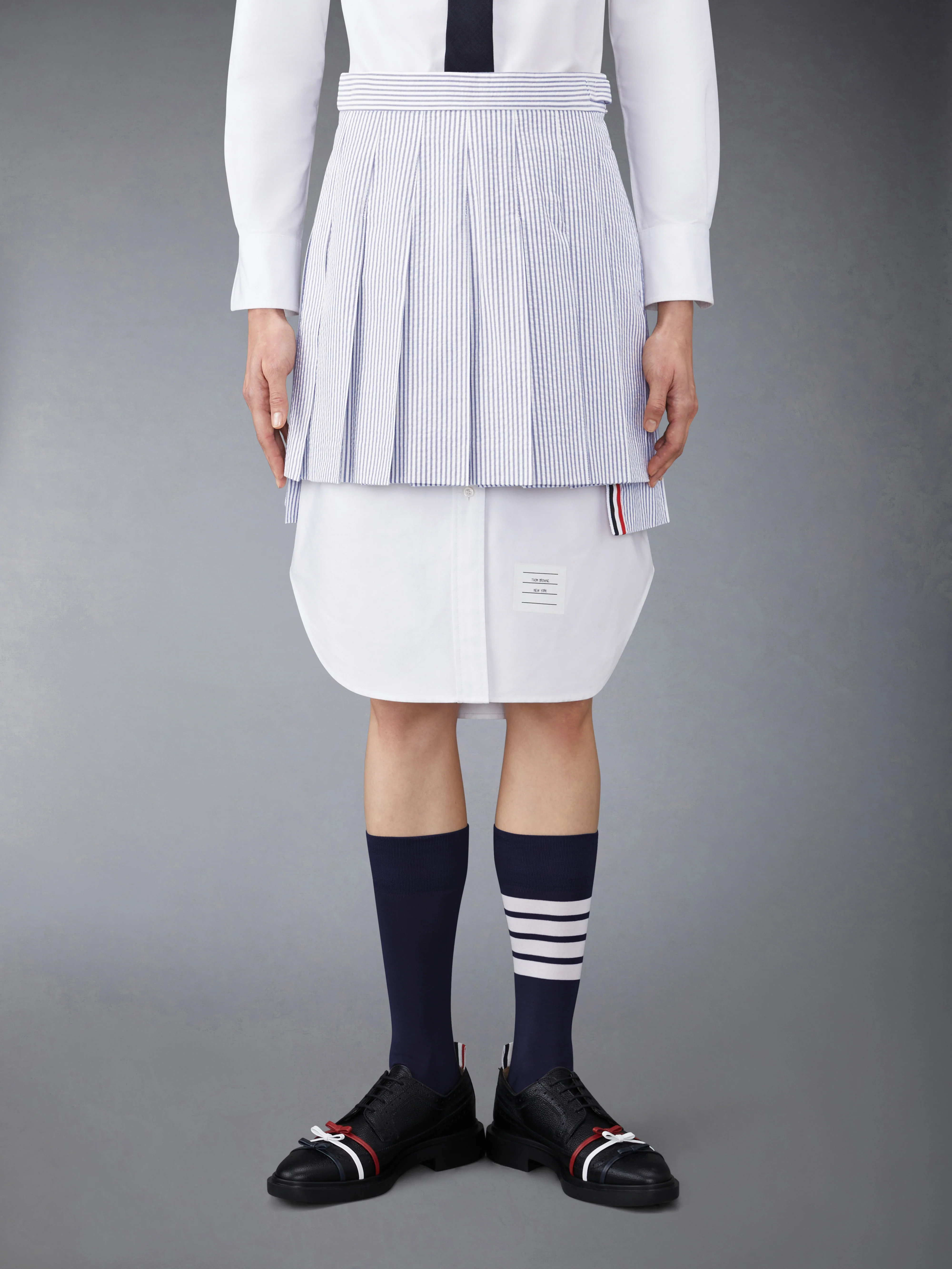 SEERSUCKER PLEATED MINI SKIRT