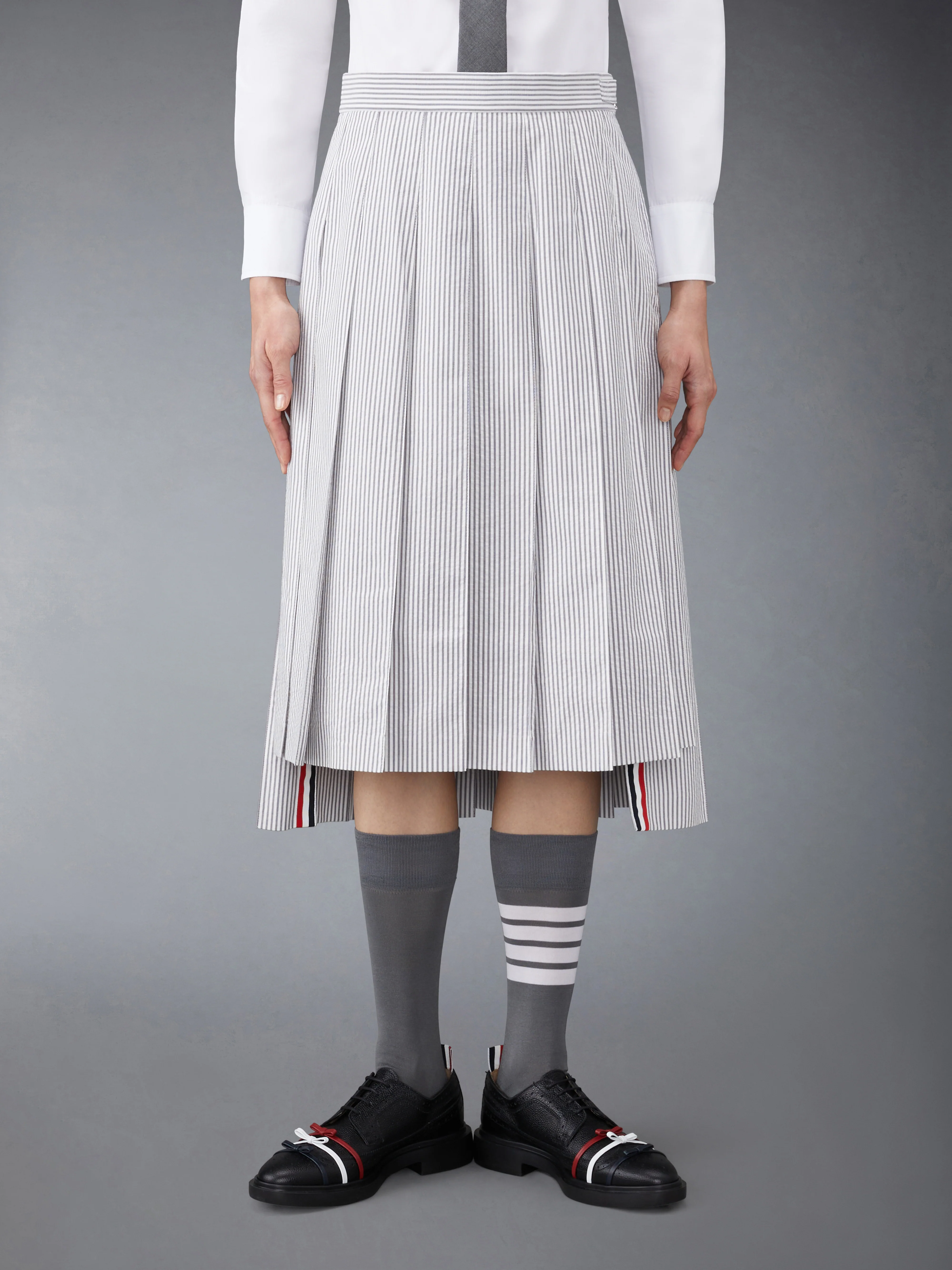 SEERSUCKER PLEATED SKIRT