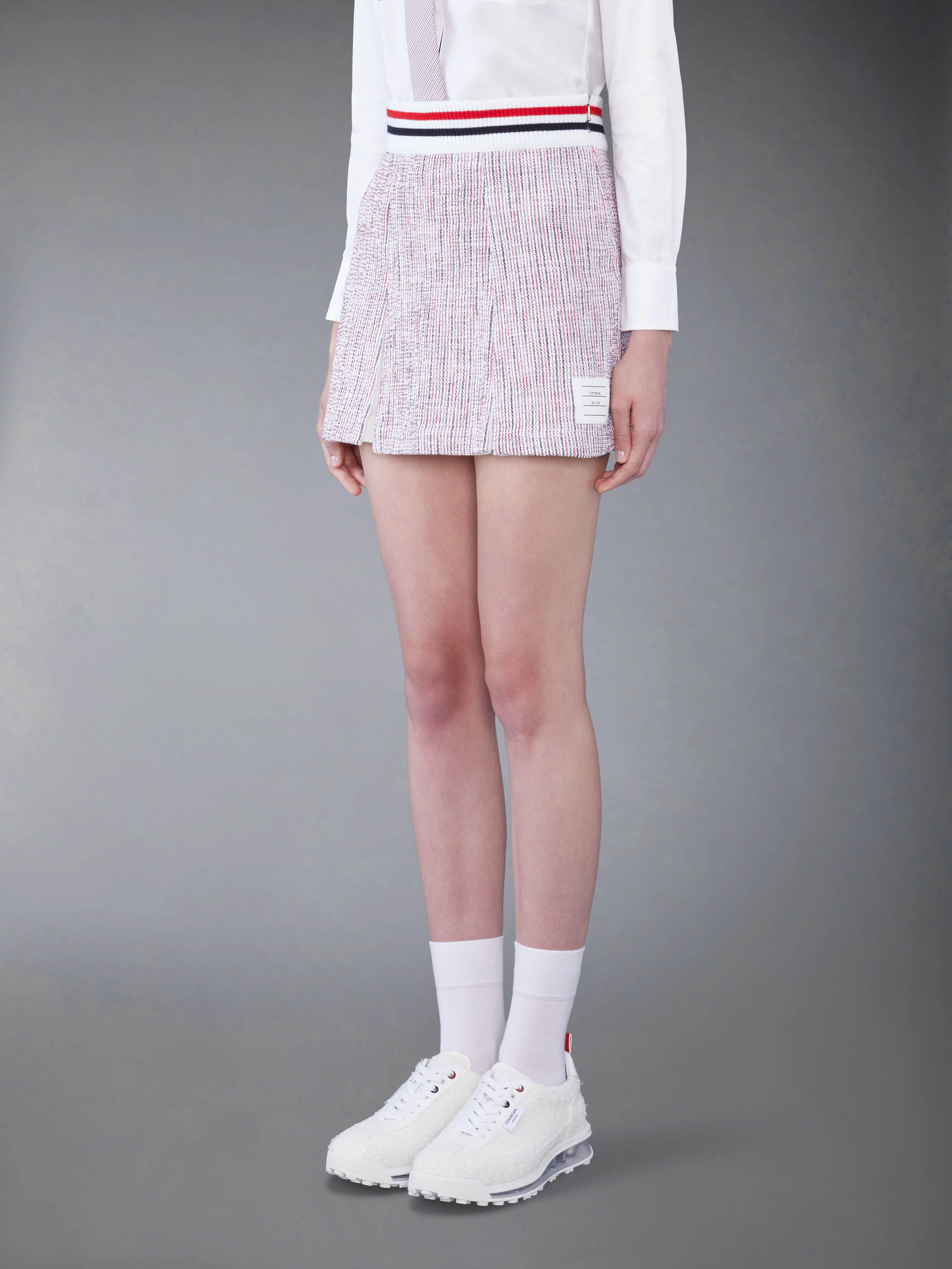 SEERSUCKER TWEED BOX PLEAT MINI SKIRT - Image 2