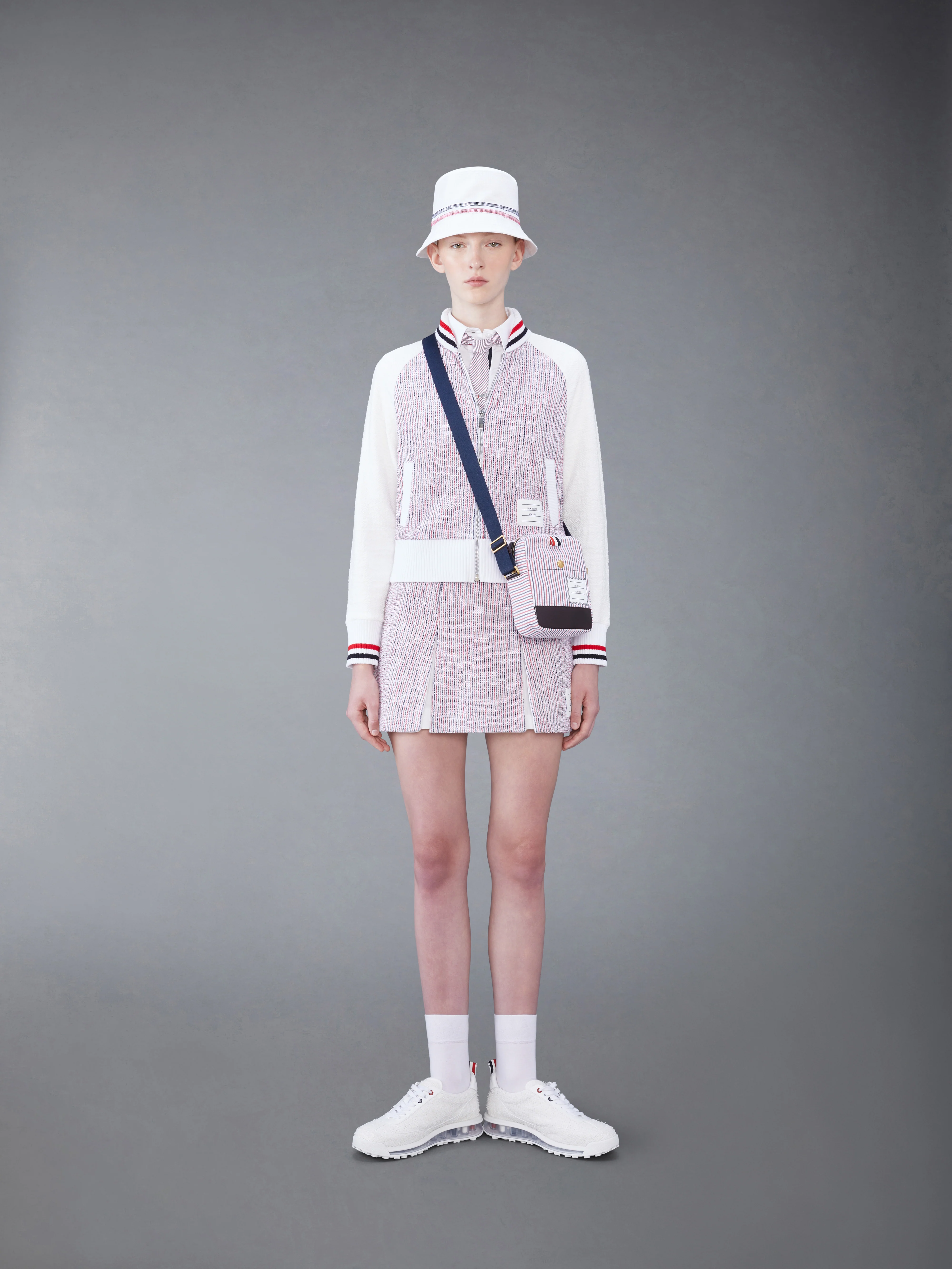 SEERSUCKER TWEED BOX PLEAT MINI SKIRT - Image 4