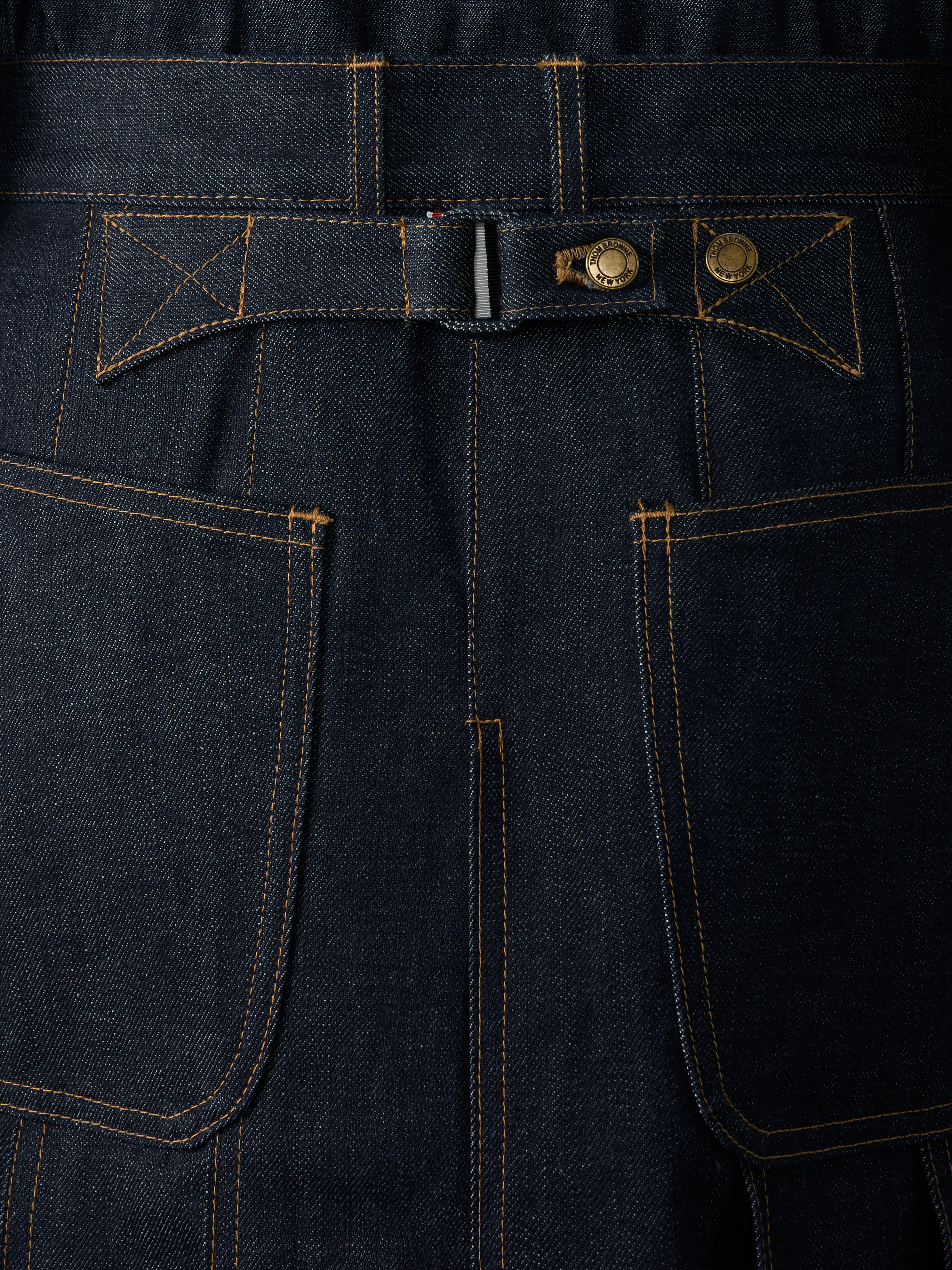 SELVEDGE DENIM BACKSTRAP PLEATED SKIRT - Image 5
