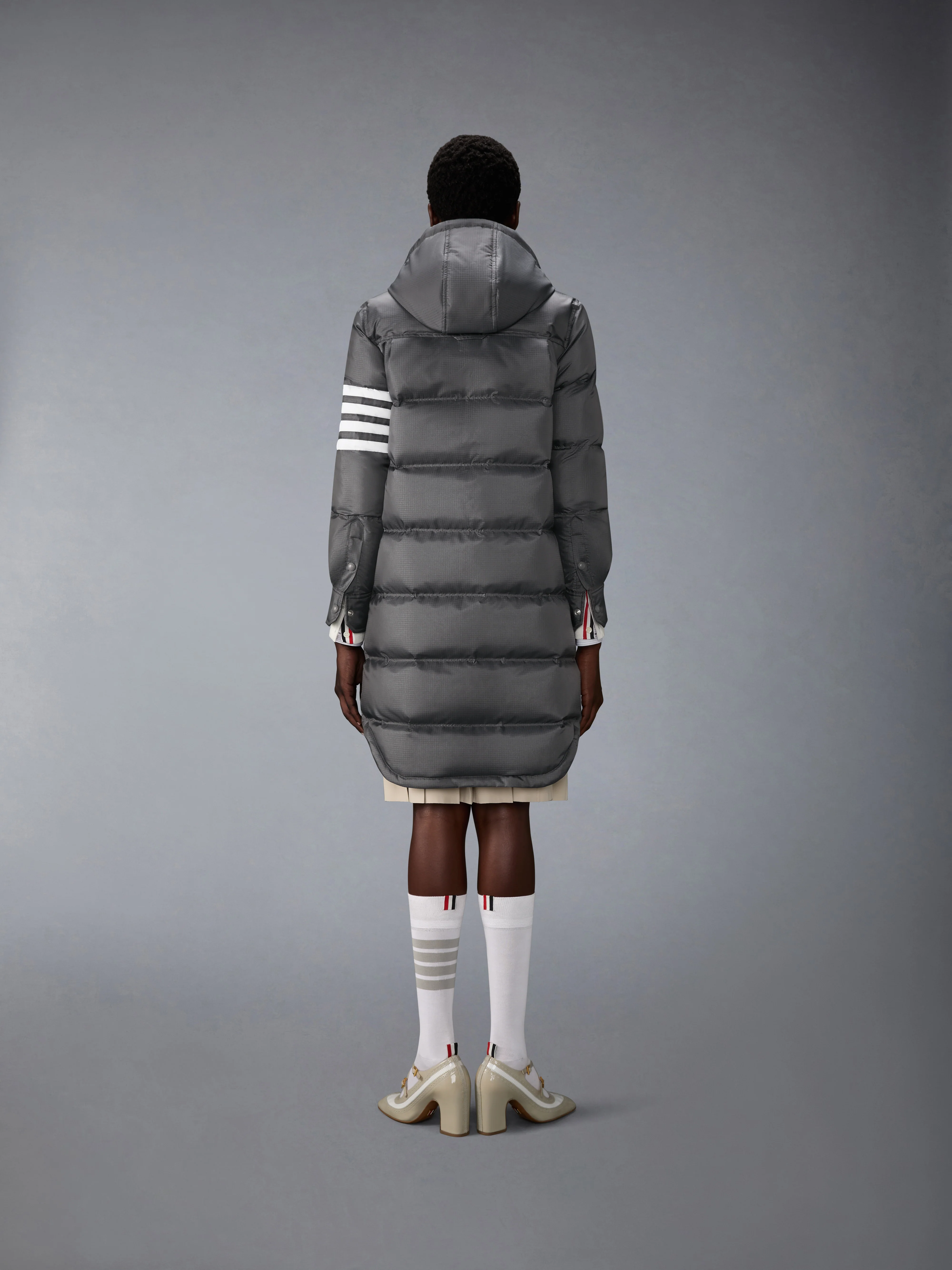 SHINY RIPSTOP LIGHTWEIGHT DOWN FILLED 4-BAR PARKA - Image 4