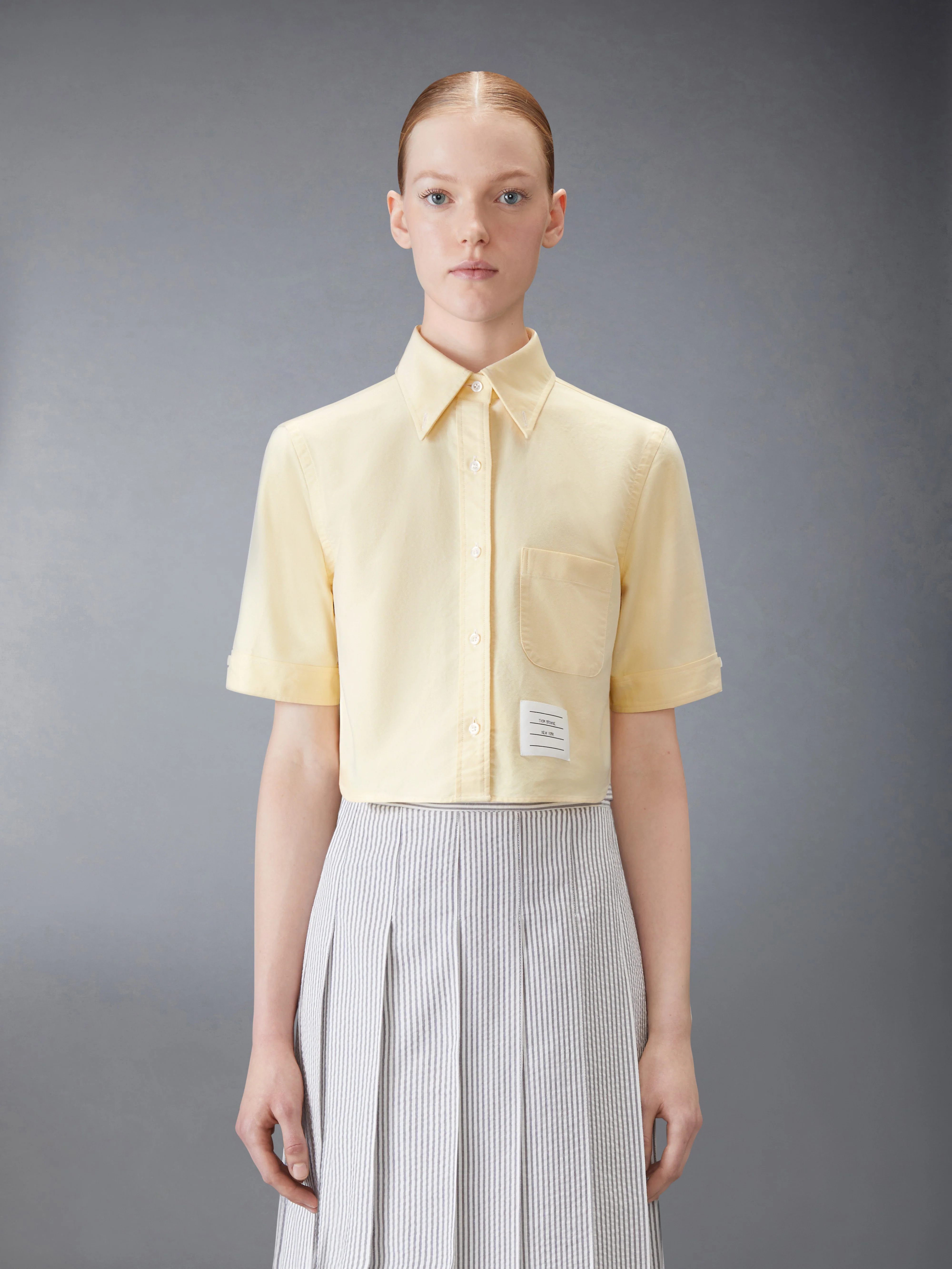 SHORT SLEEVE CROPPED OXFORD SHIRT