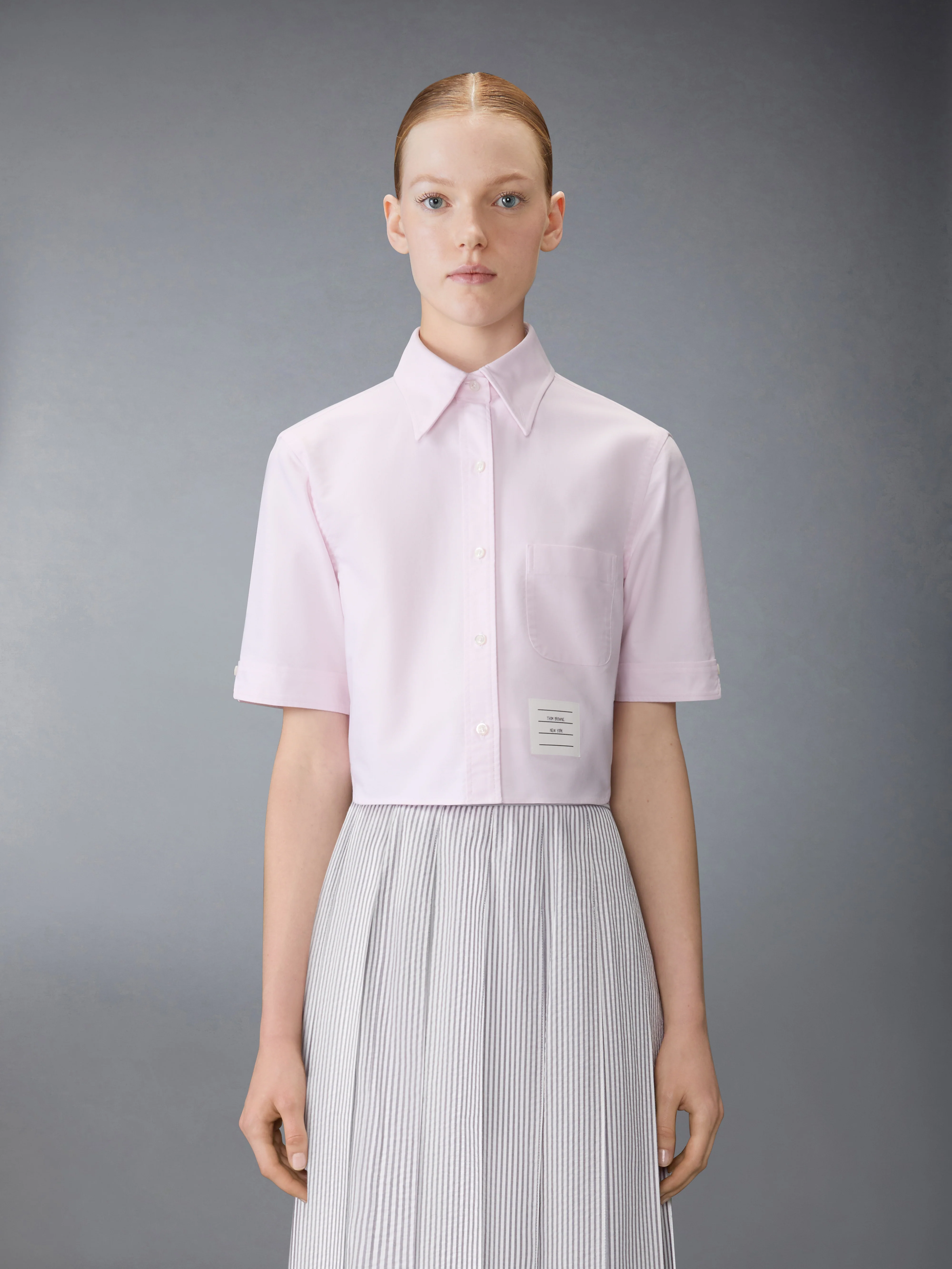 SHORT SLEEVE CROPPED OXFORD SHIRT