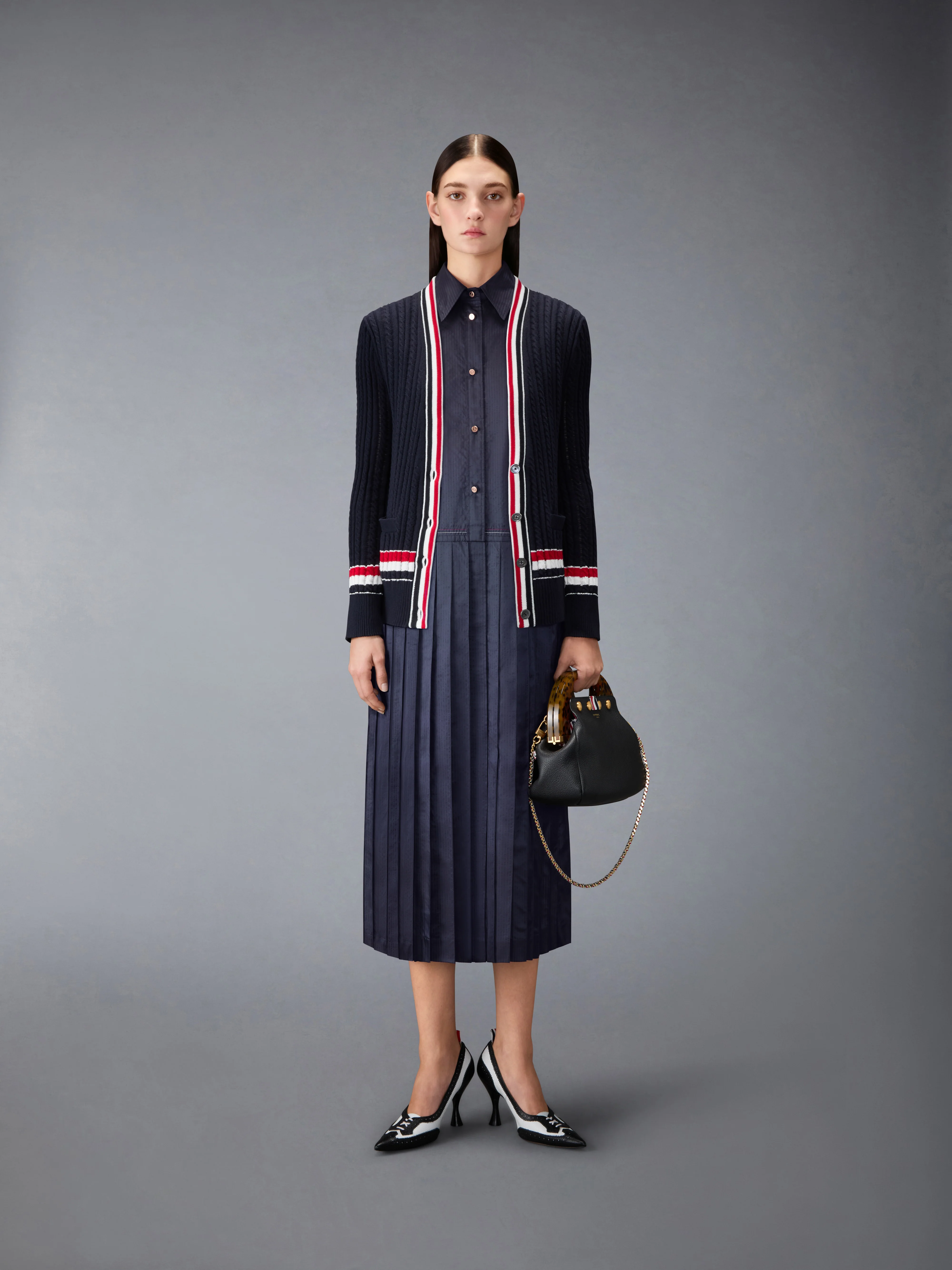SILK SEERSUCKER PLEATED SHIRTDRESS - Image 4