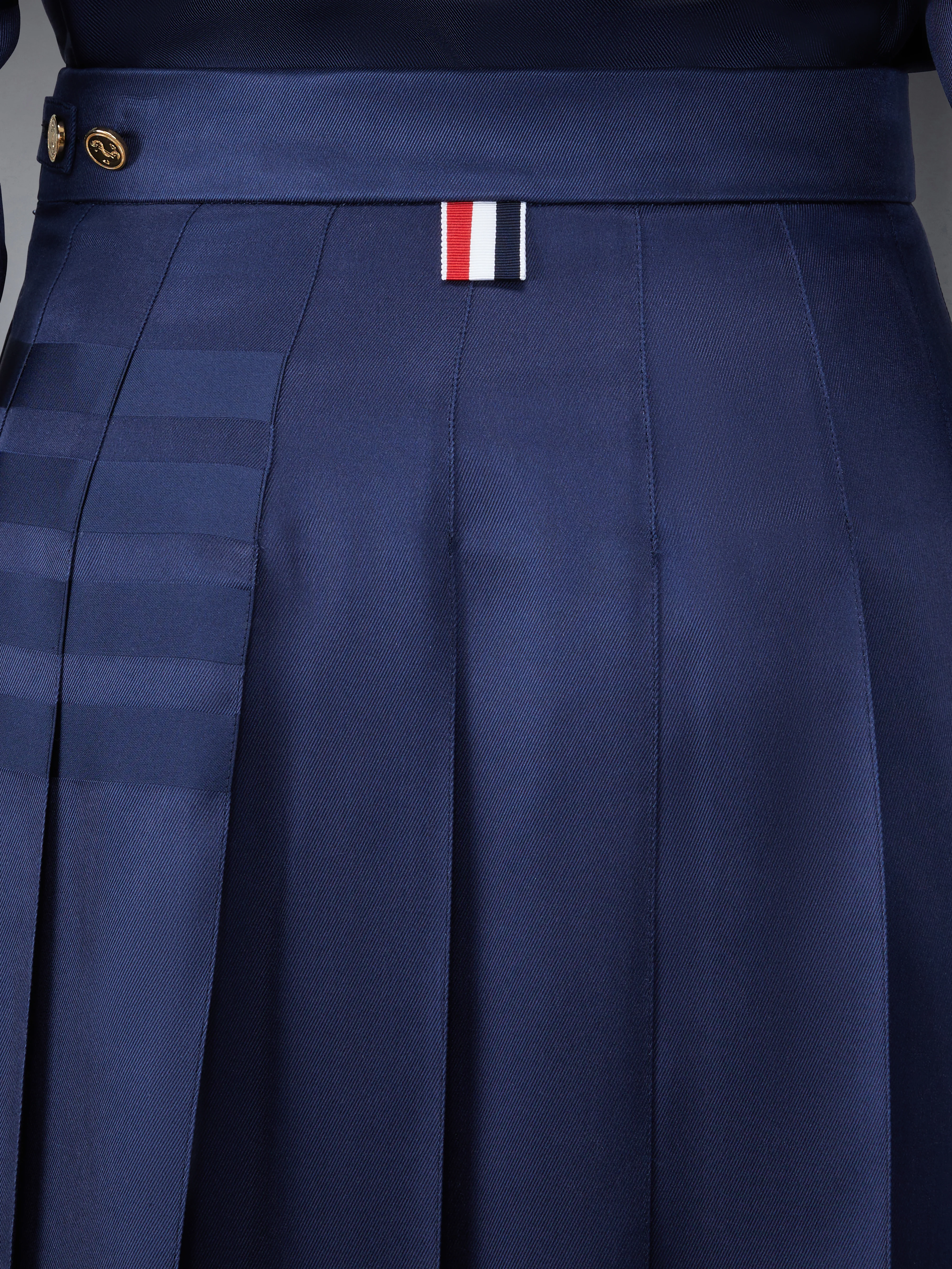 SILK TWILL 4-BAR MIDI PLEATED SKIRT - Image 5