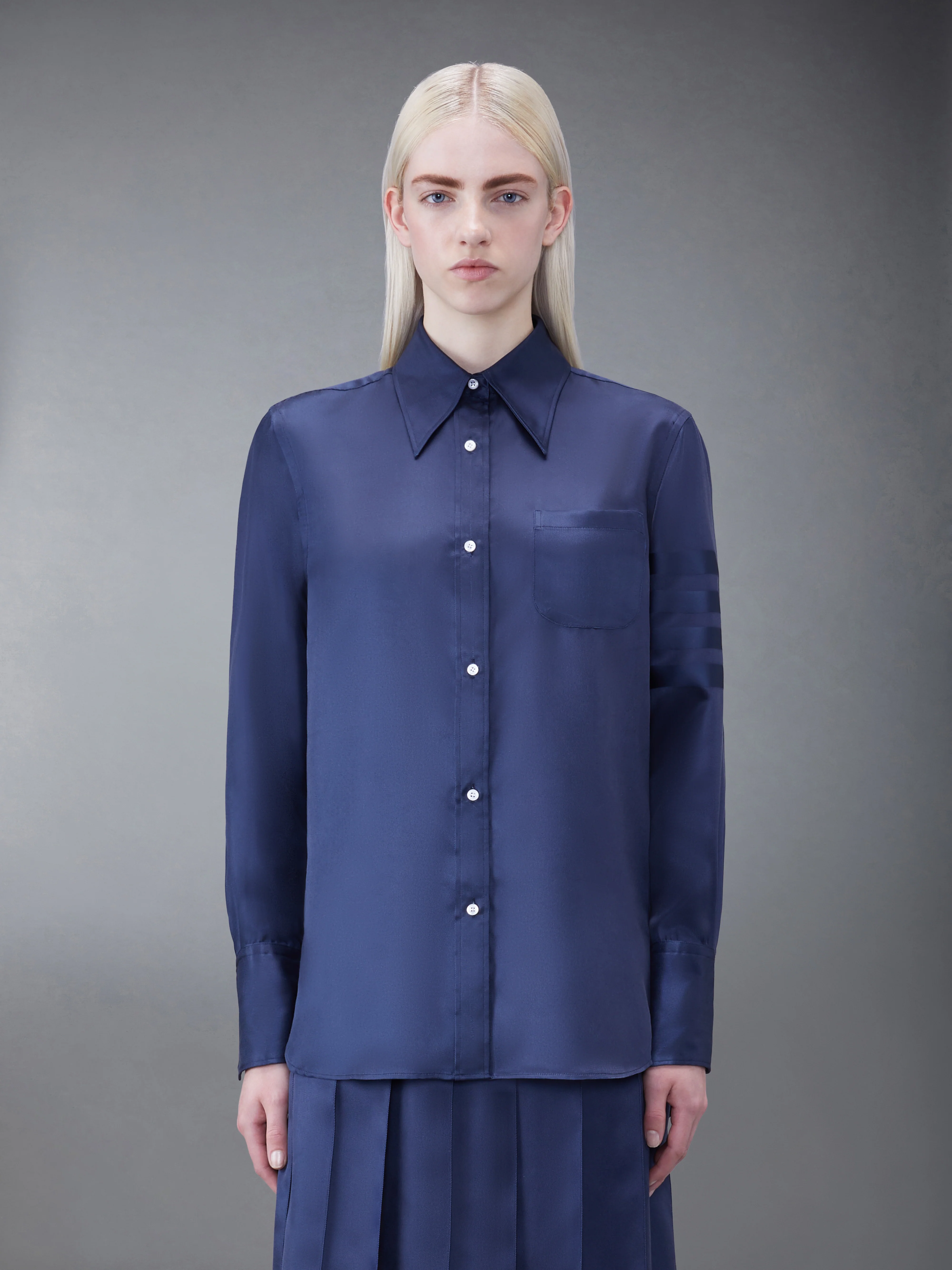 SILK TWILL 4-BAR OVERSIZED SHIRT - Image 2