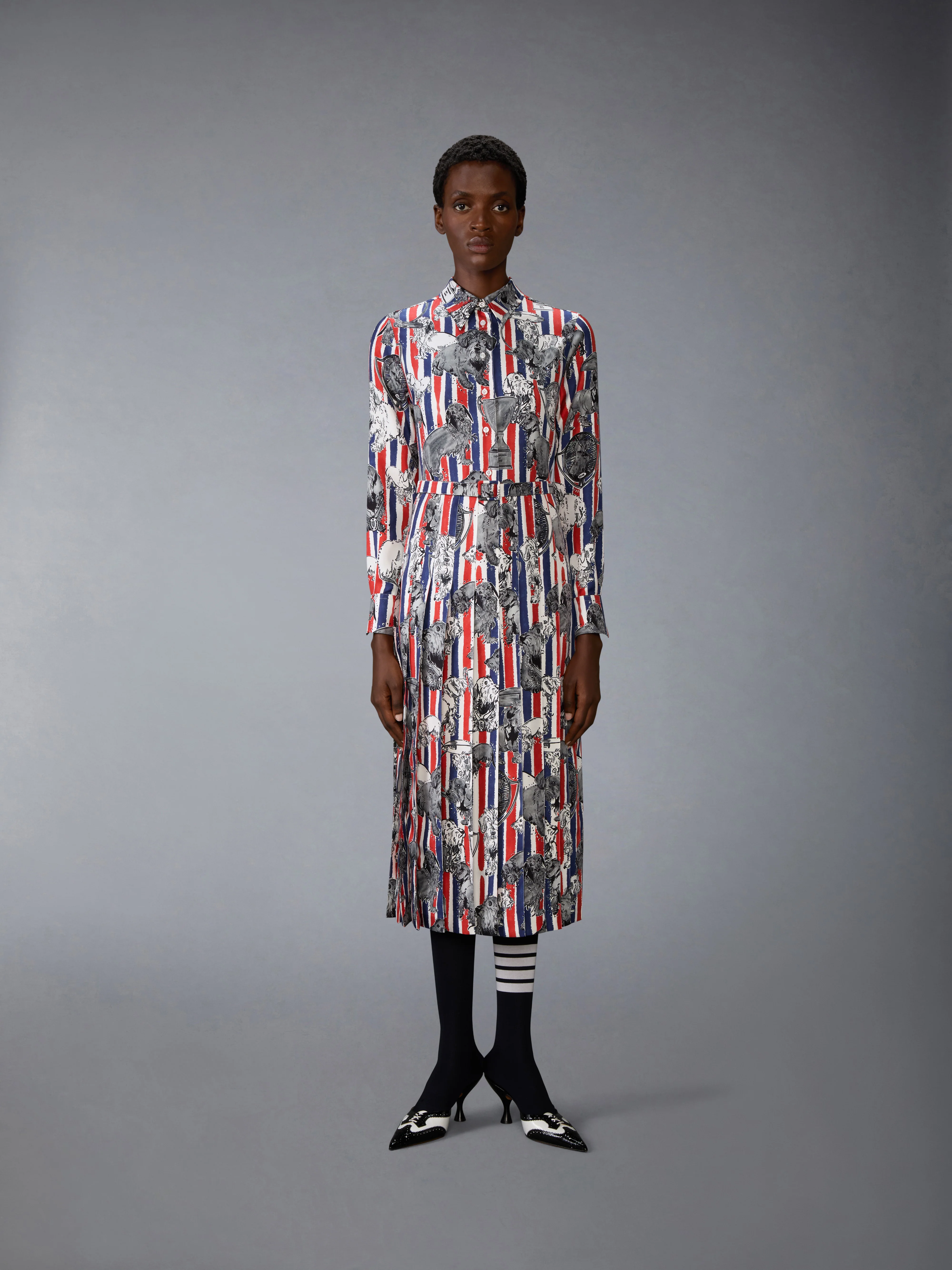 SILK TWILL HECTOR PLEATED DRESS