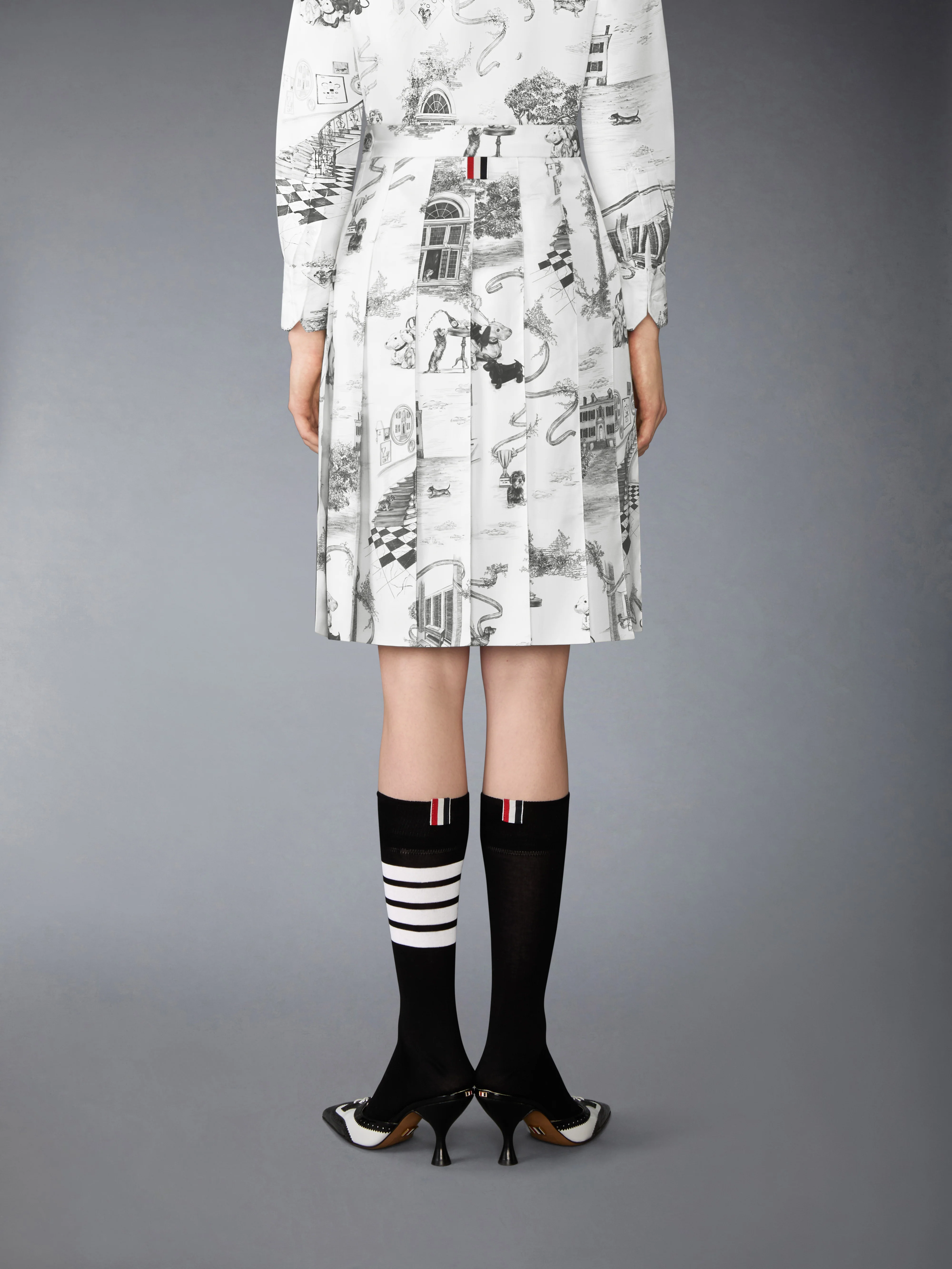 SILK TWILL HECTOR TOILE PLEATED SKIRT - Image 3