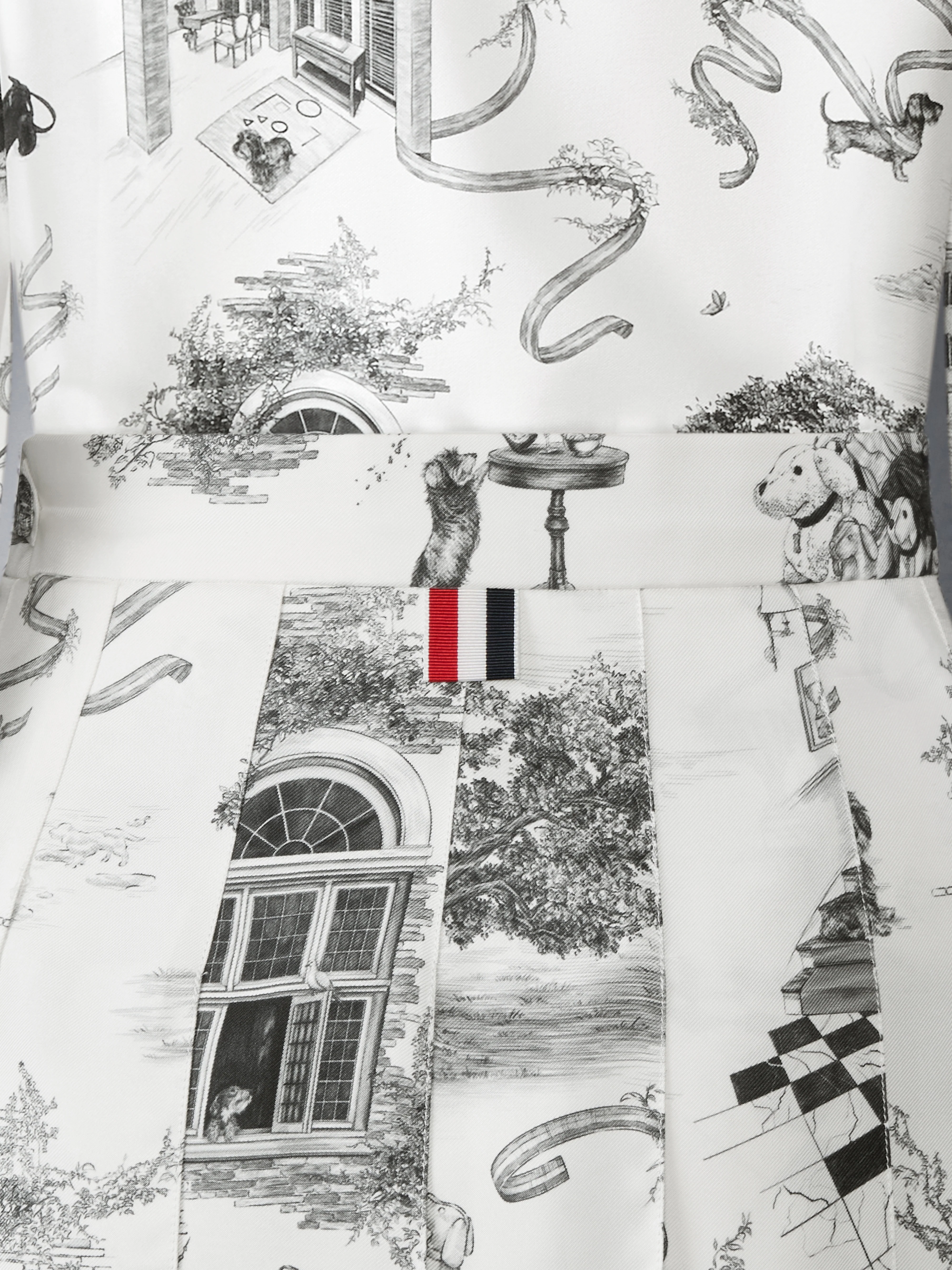 SILK TWILL HECTOR TOILE PLEATED SKIRT - Image 5