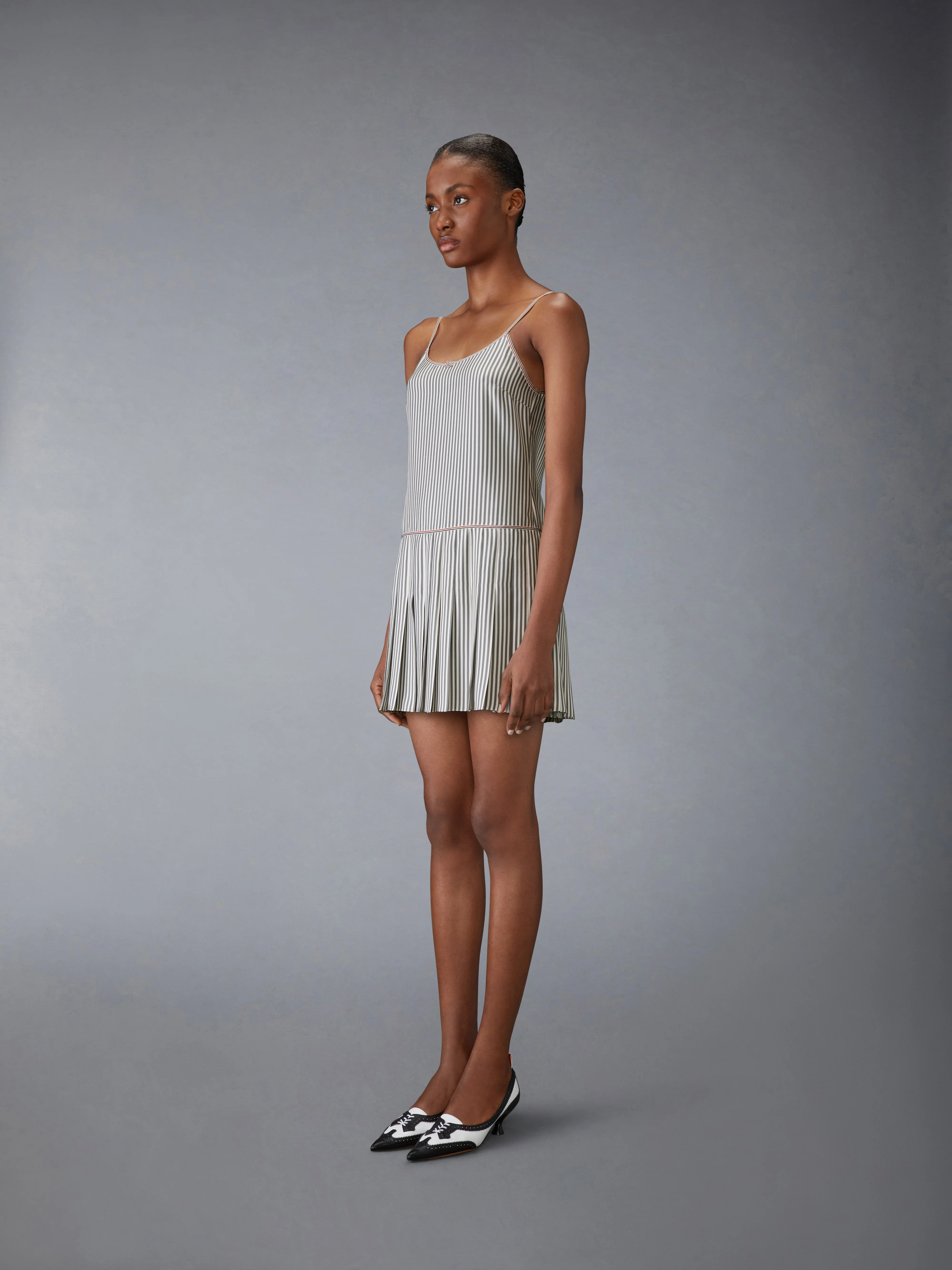 SILK TWILL MINI PLEATED SLIP DRESS - Image 2
