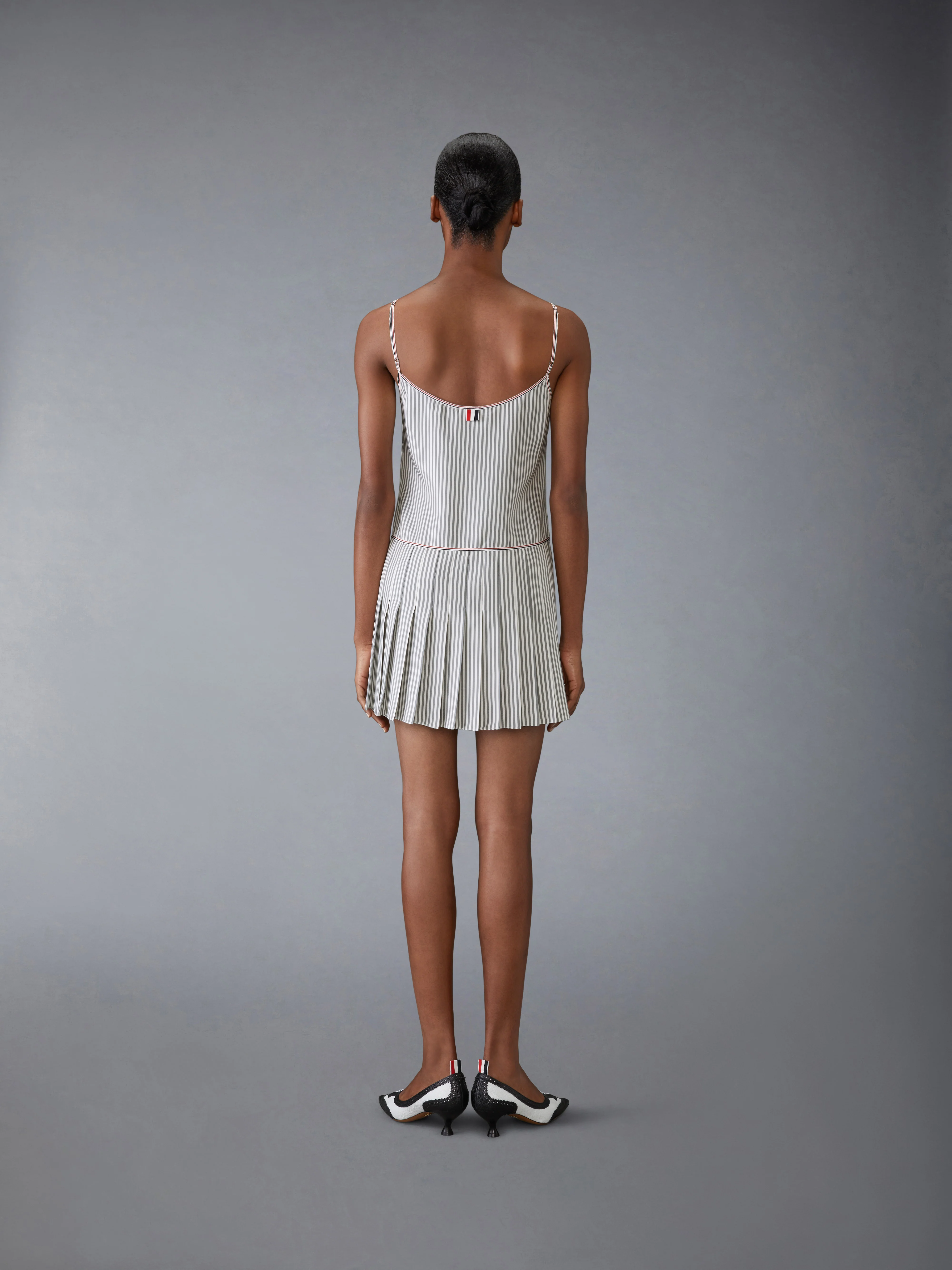 SILK TWILL MINI PLEATED SLIP DRESS - Image 3