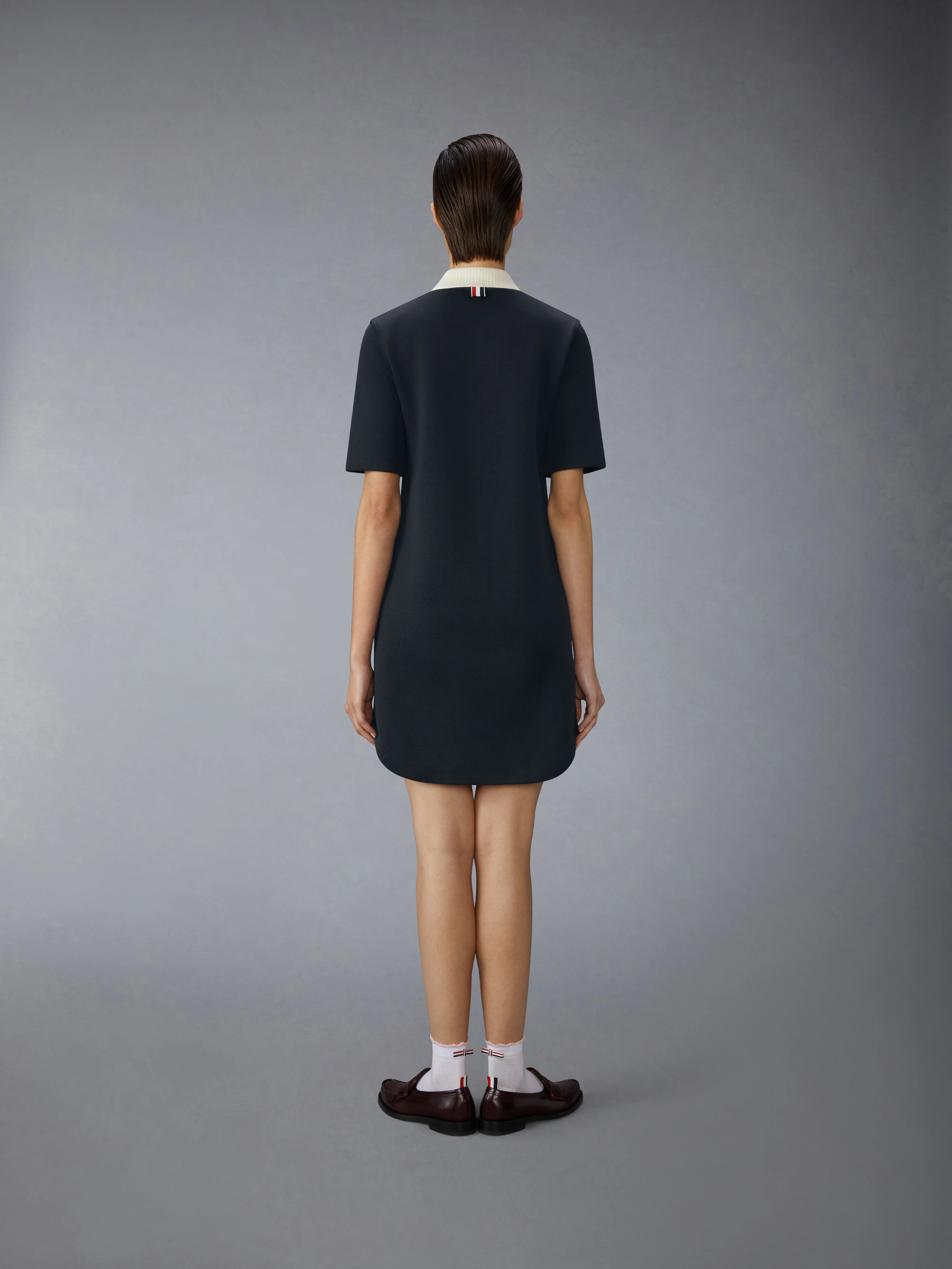 SOLID DOUBLE FACE KNIT POLO DRESS - Image 3