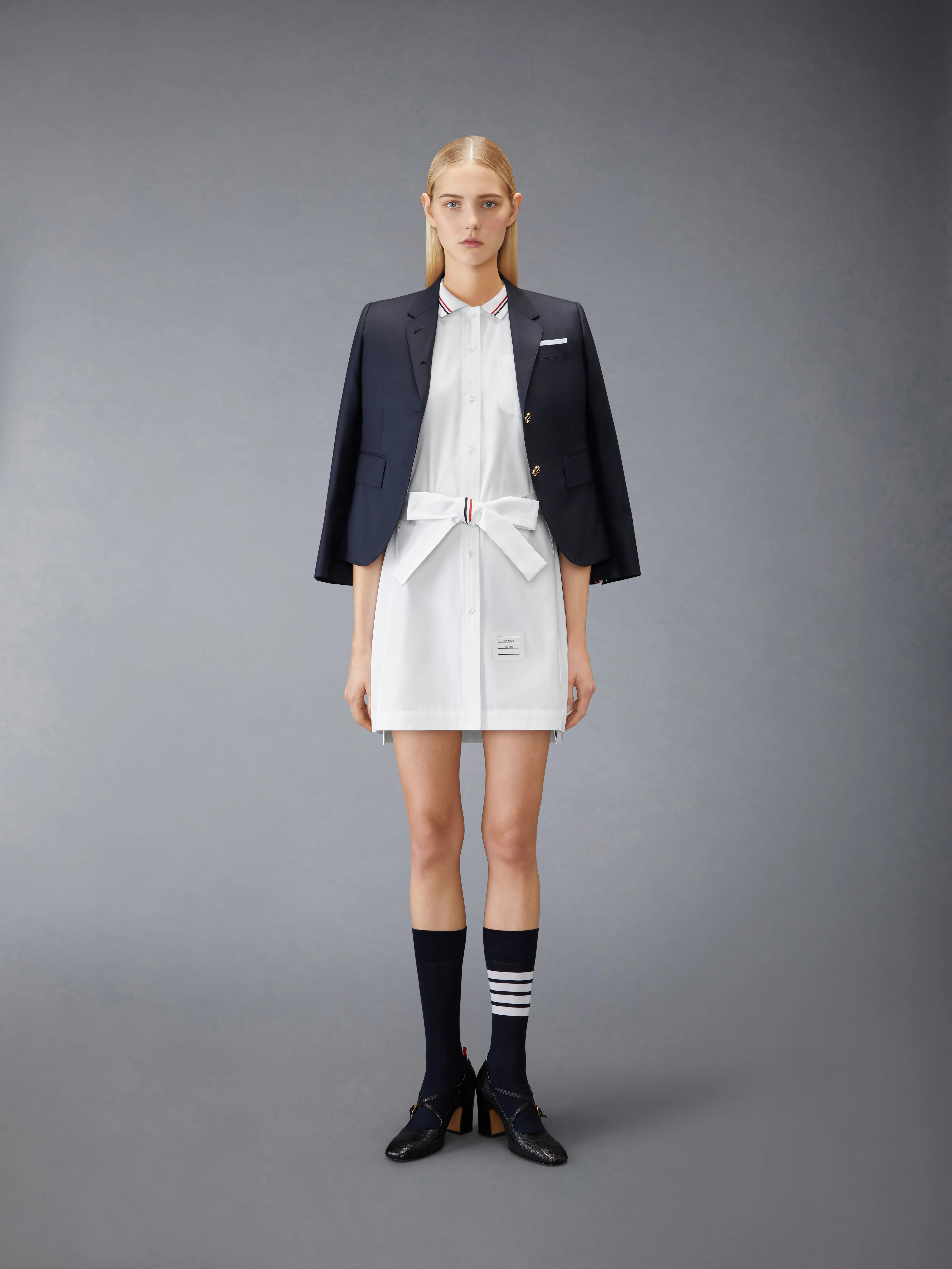 SOLID POPLIN BOW SHIRTDRESS - Image 4