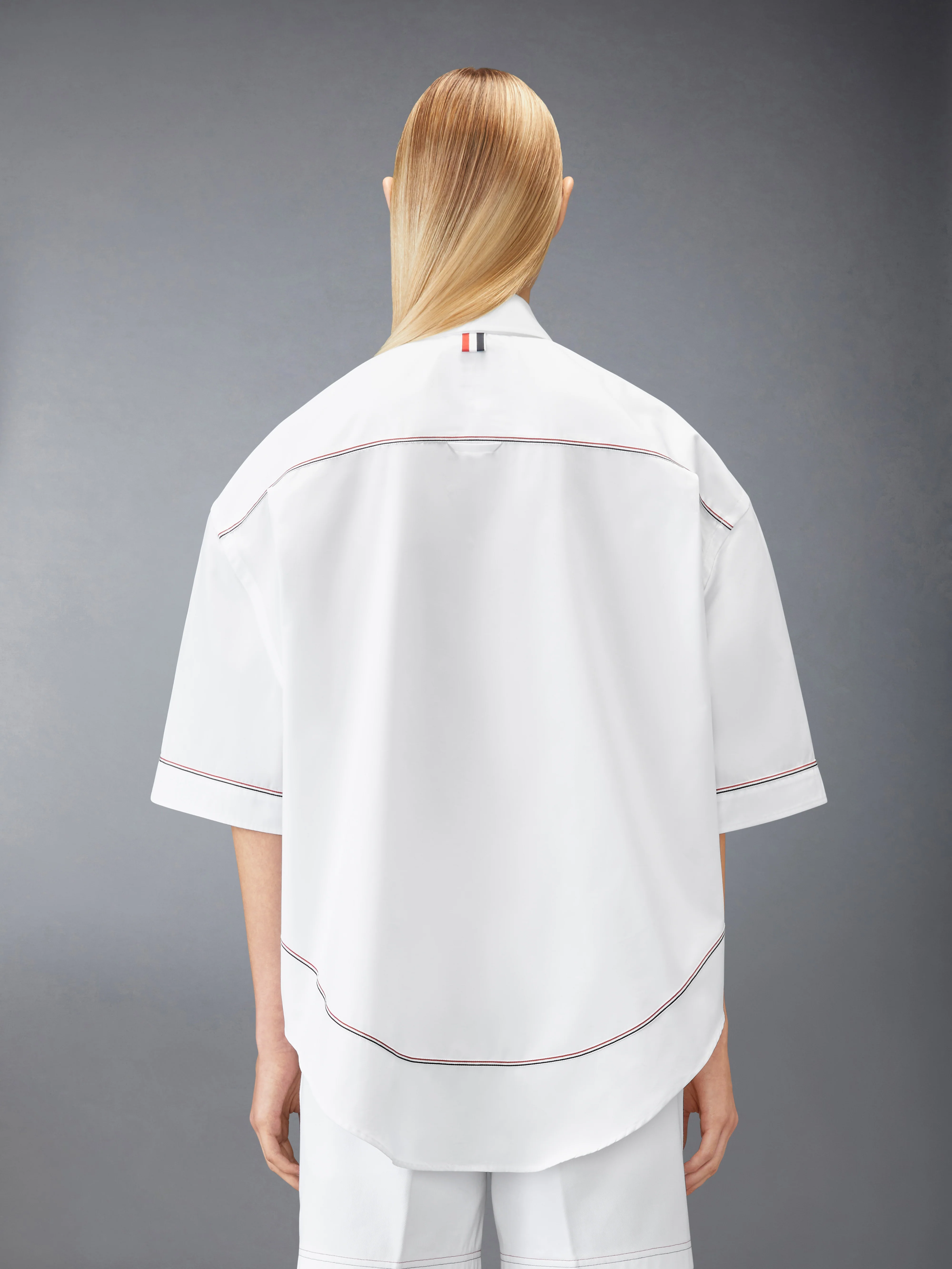 SOLID POPLIN RWB TRIM SUPERSIZED SHORT SLEEVE SHIRT - Image 2