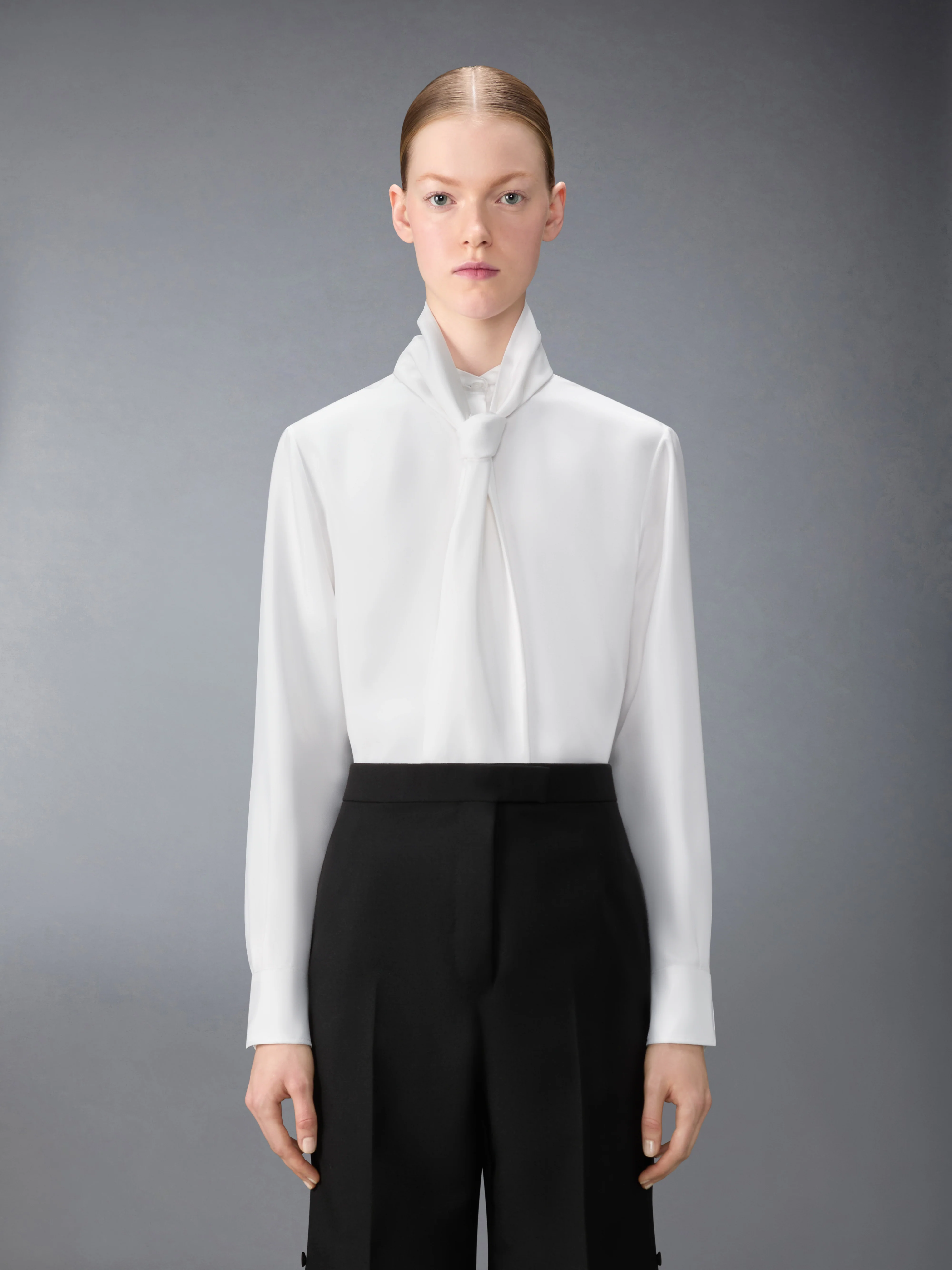 SOLID SILK TWILL DETACHABLE COLLAR SHIRT - Image 2