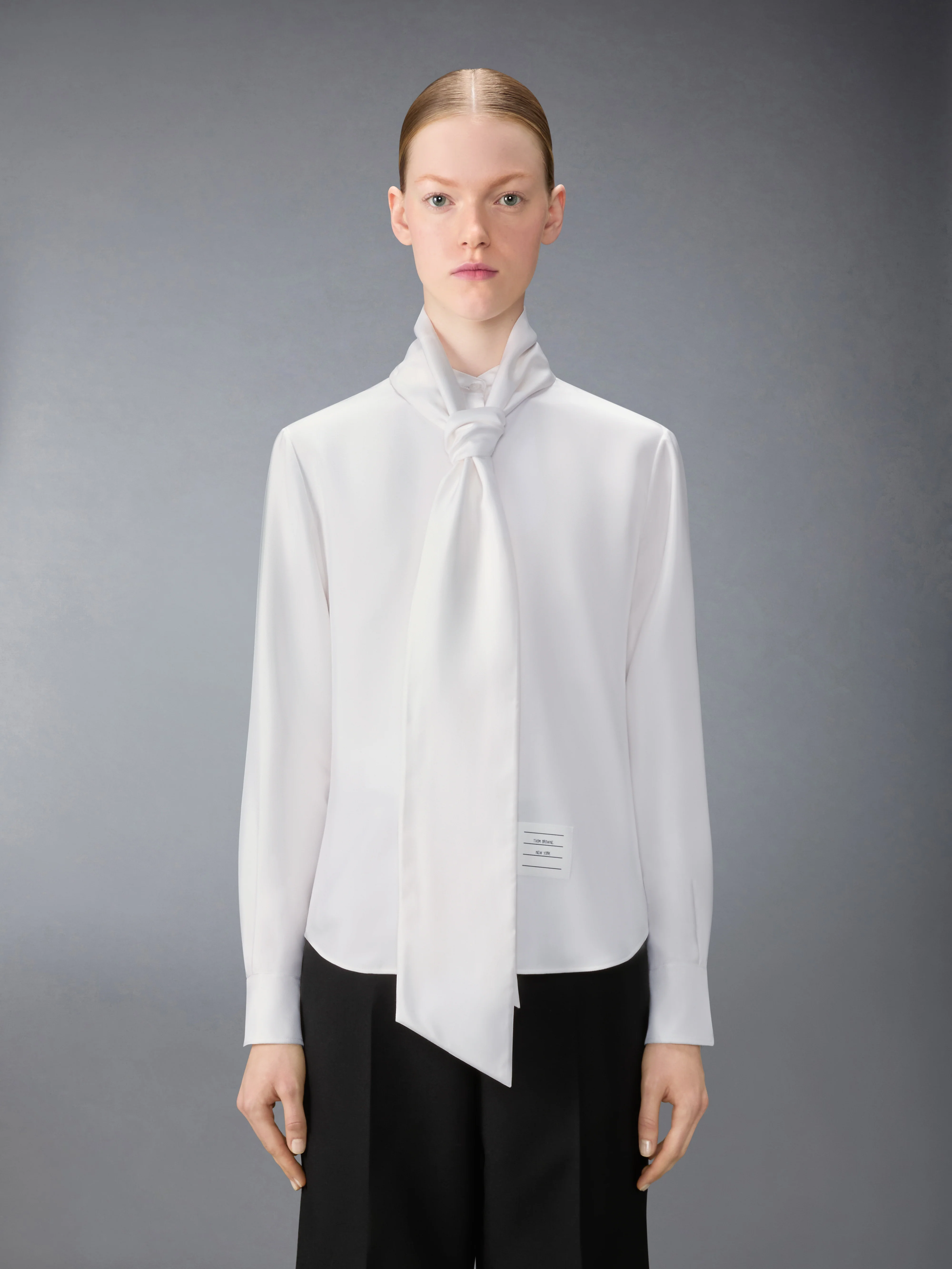 SOLID SILK TWILL DETACHABLE COLLAR SHIRT - Image 4