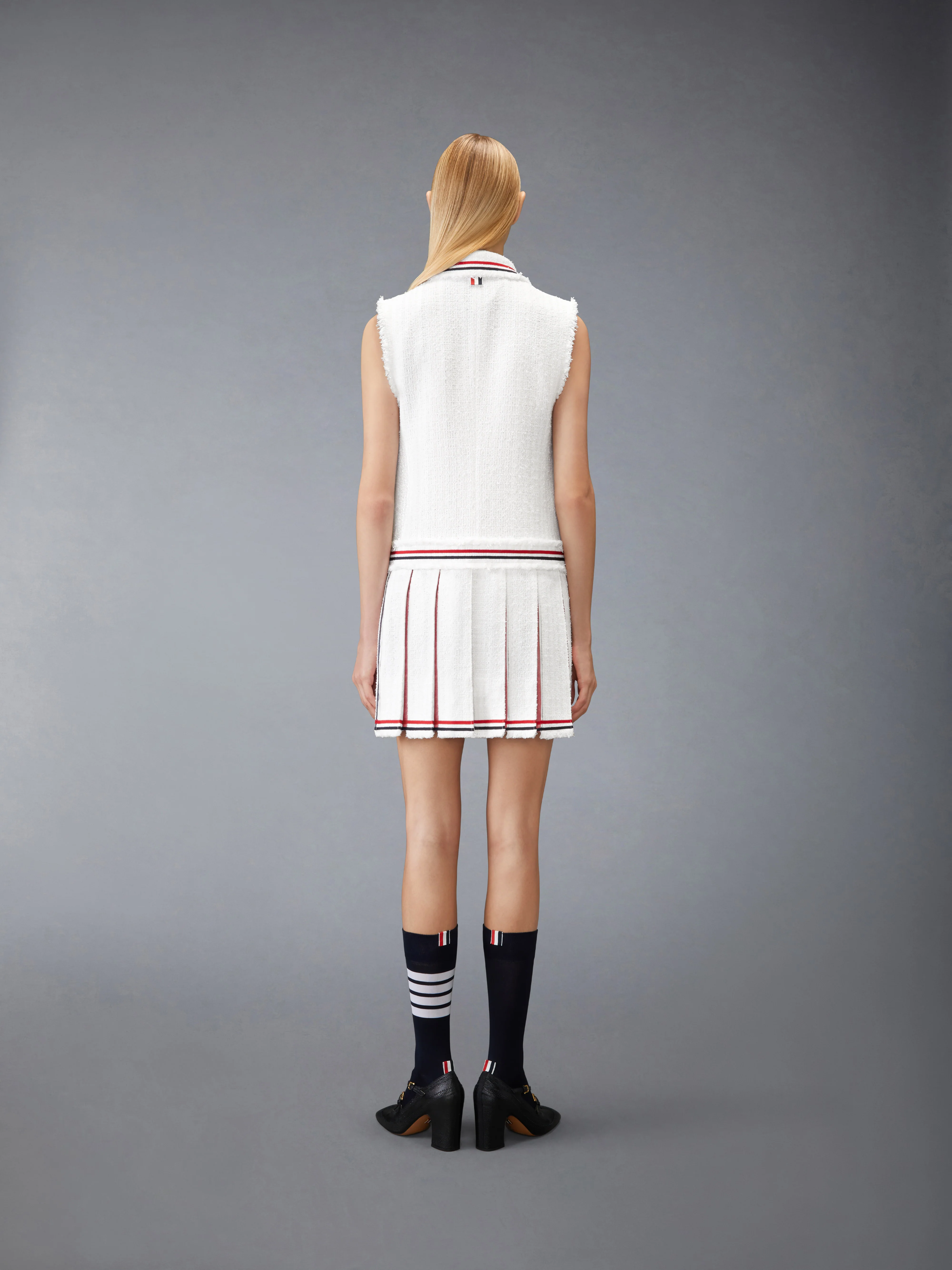 SOLID TWEED PLEATED SPORTCOAT DRESS - Image 3
