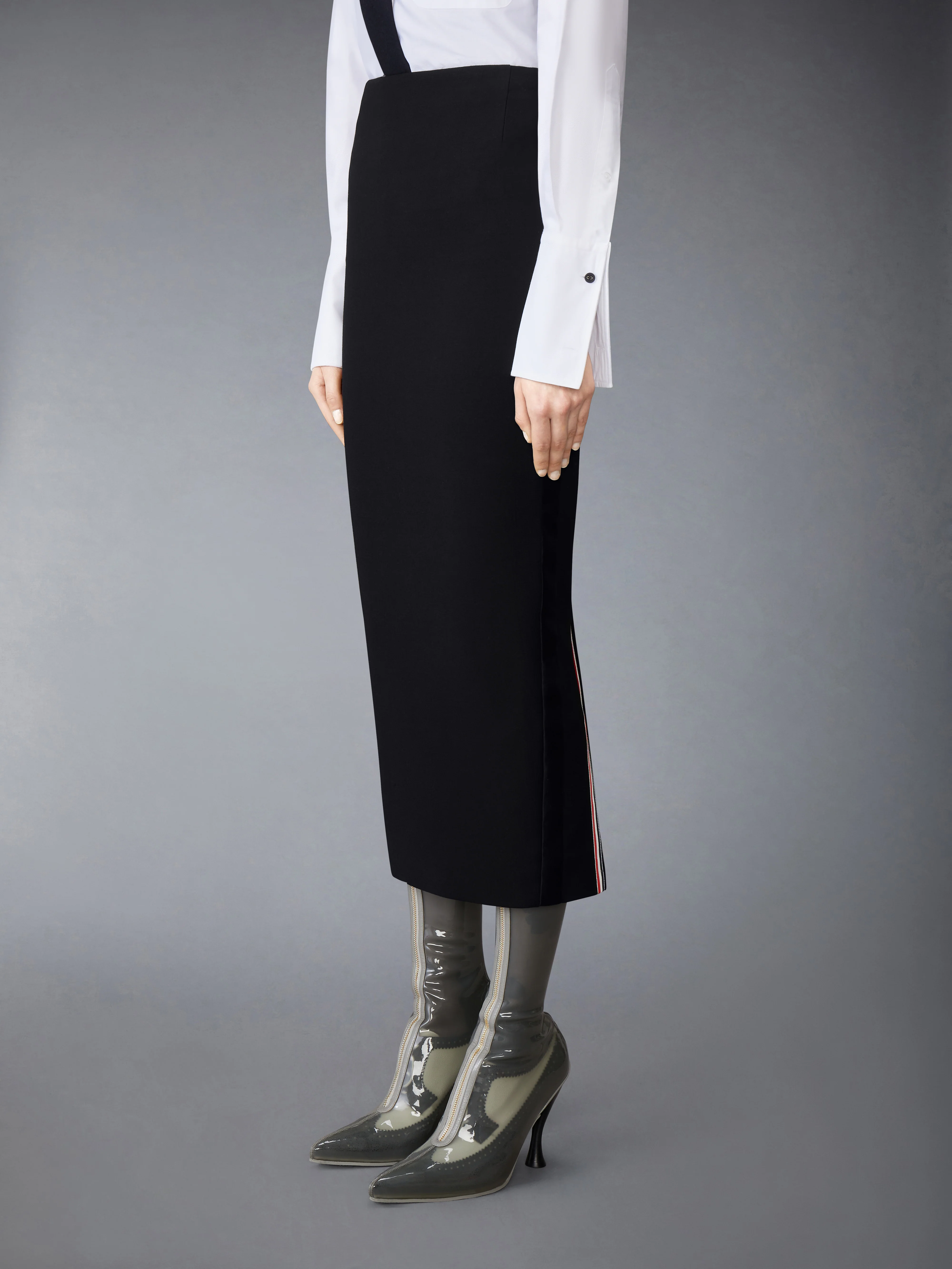 SOLID WOOL CREPE LOW RISE MAXI HOBBLE SKIRT - Image 2