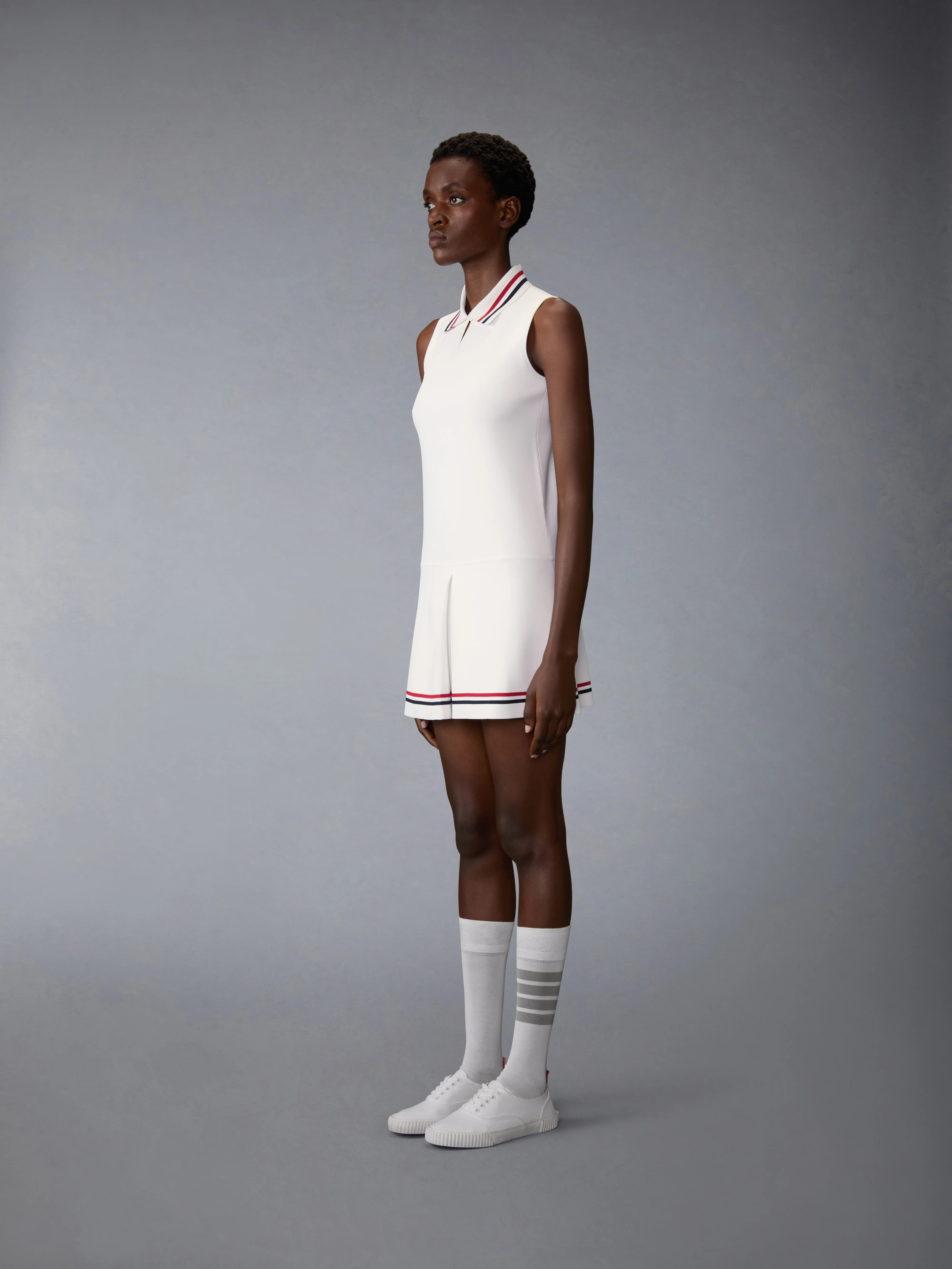 STRETCH VISCOSE RWB STRIPE MINI TENNIS DRESS - Image 2