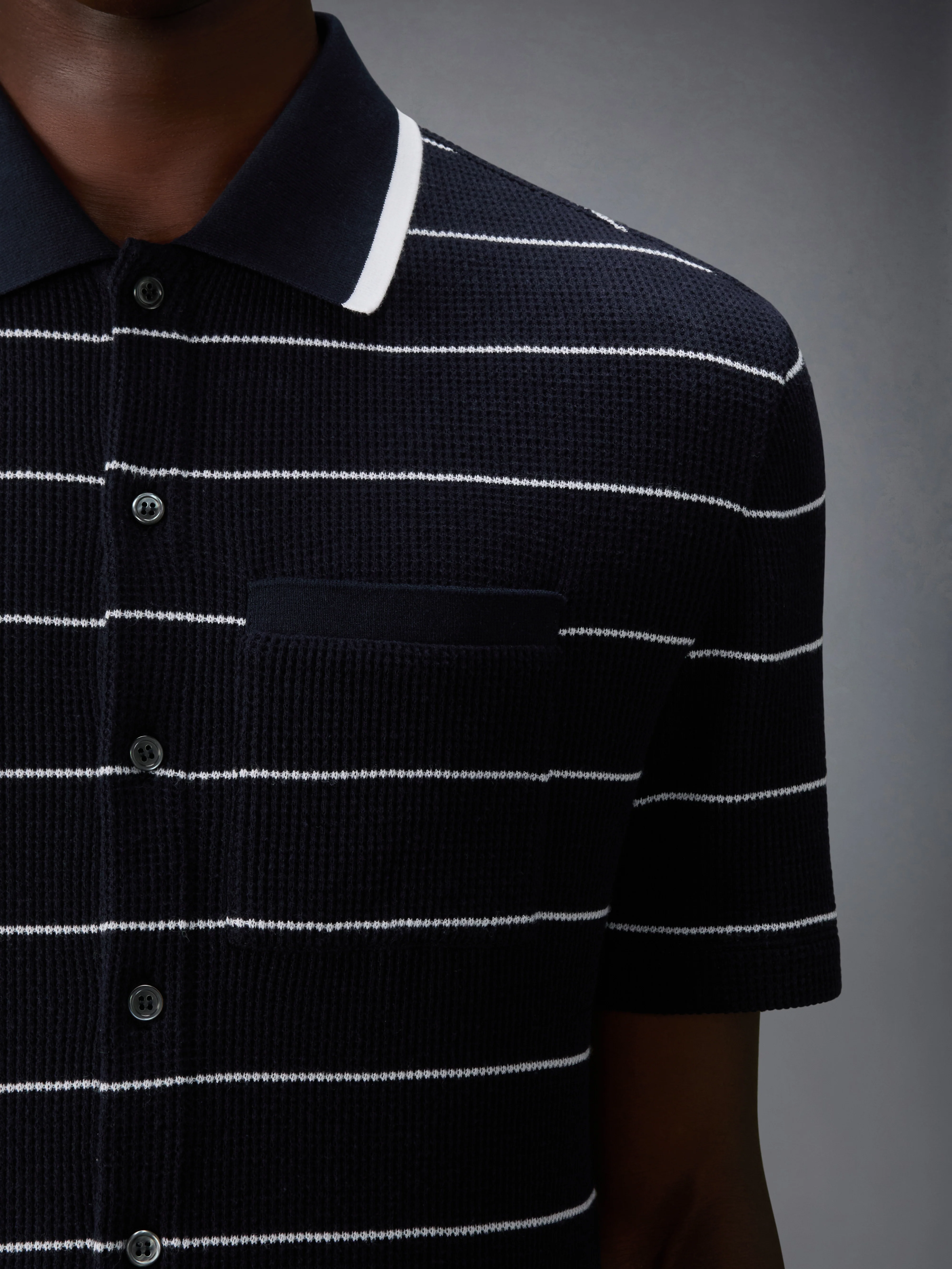 STRIPE WAFFLE SHORT SLEEVE SHIRT - Image 4