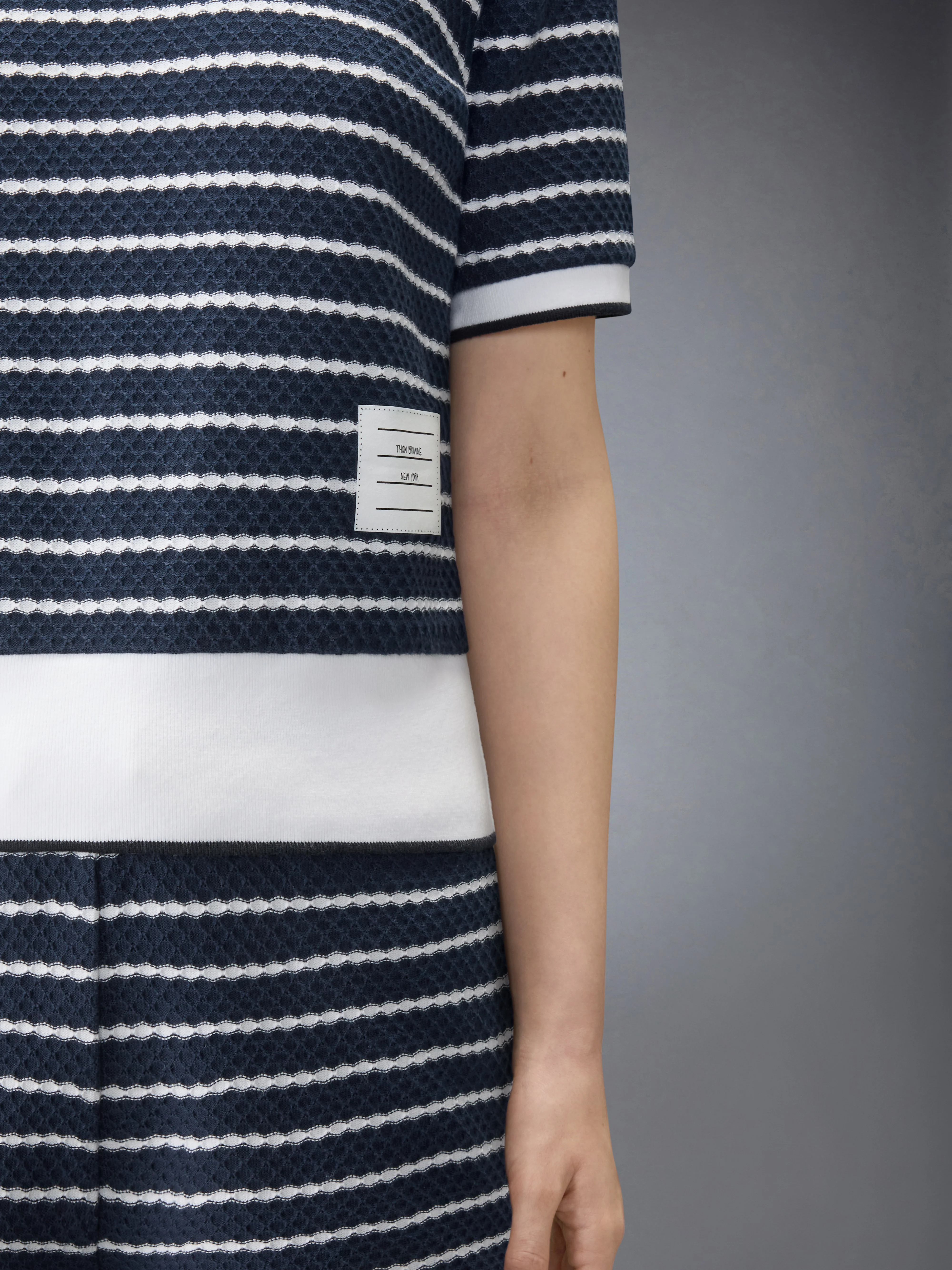 STRIPED HONEYCOMB RIB TEE - Image 5