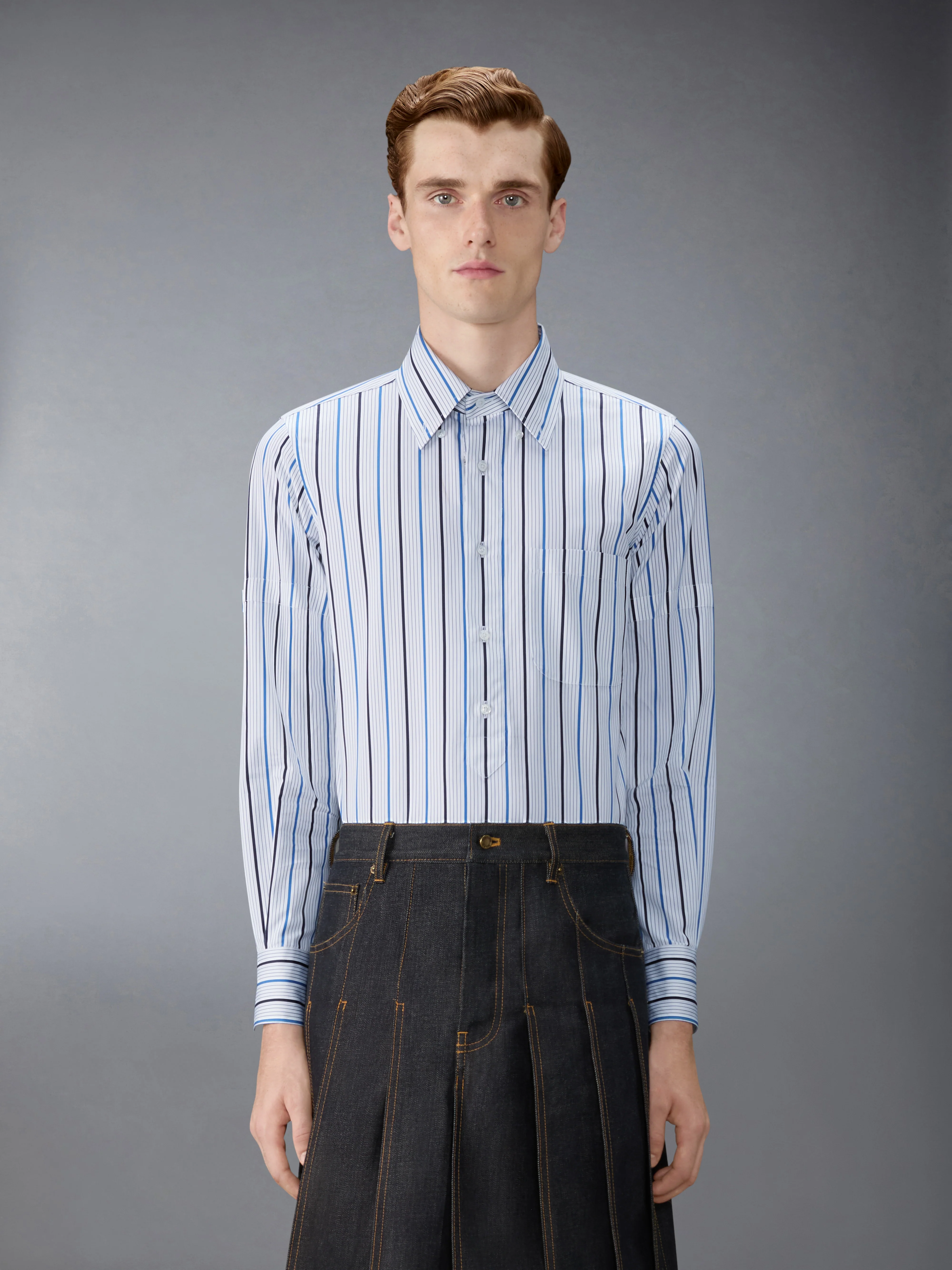 STRIPED POPLIN ARMBAND POPOVER ARMBAND SHIRT