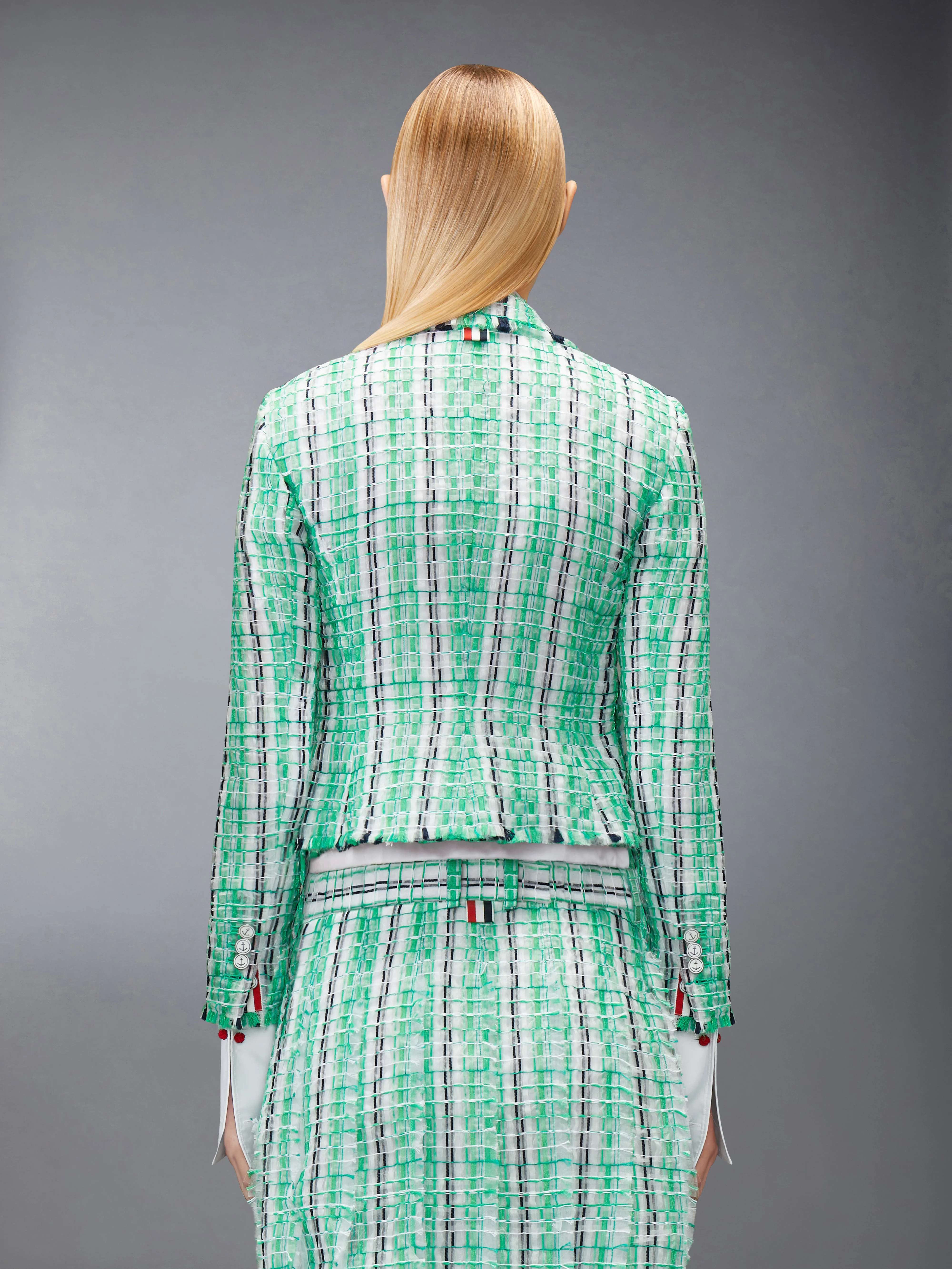 STRIPED SHEER TWEED CROPPED JACKET - Image 2
