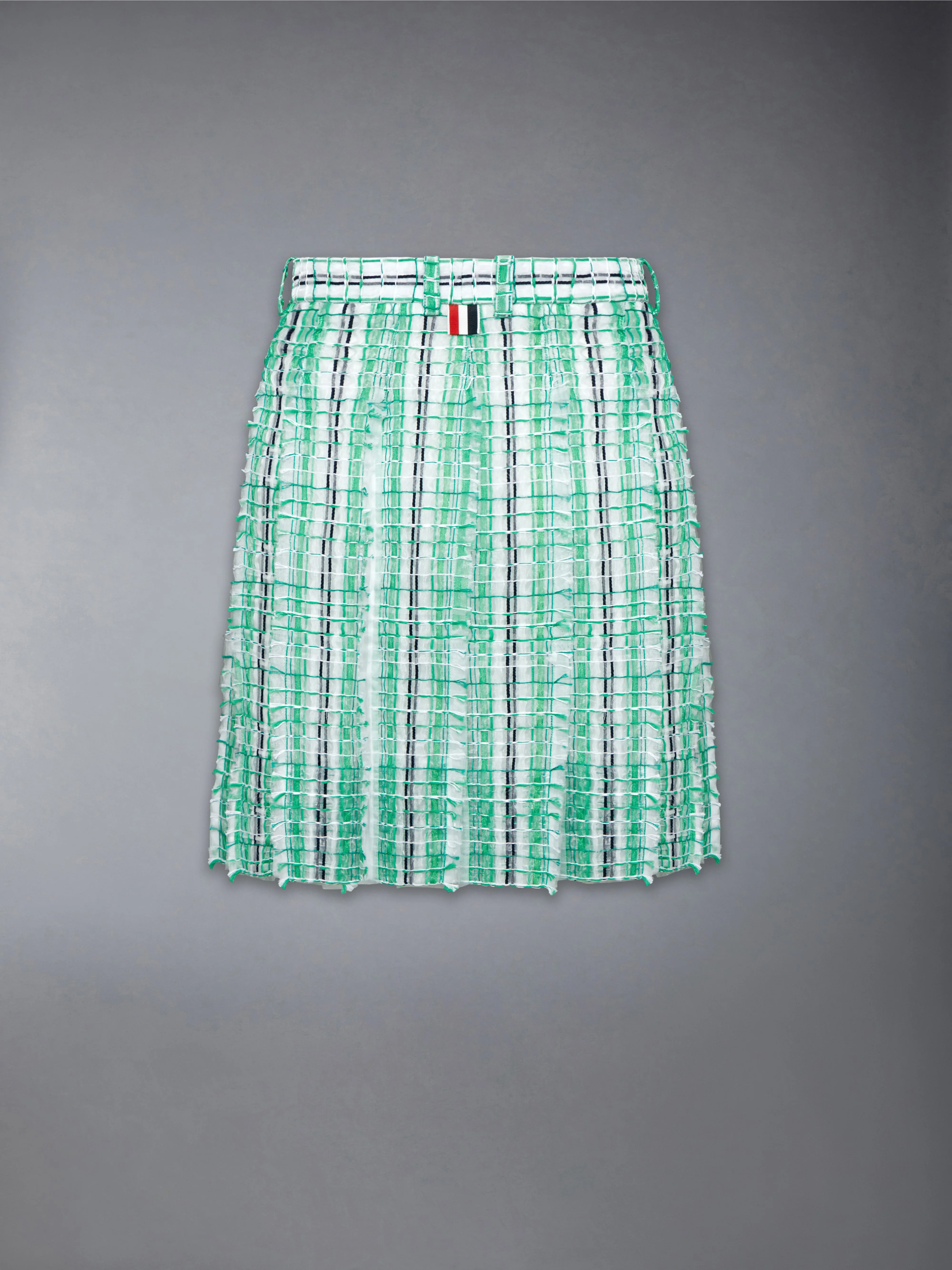 STRIPED SHEER TWEED LOW RISE PLEATED SKIRT - Image 7