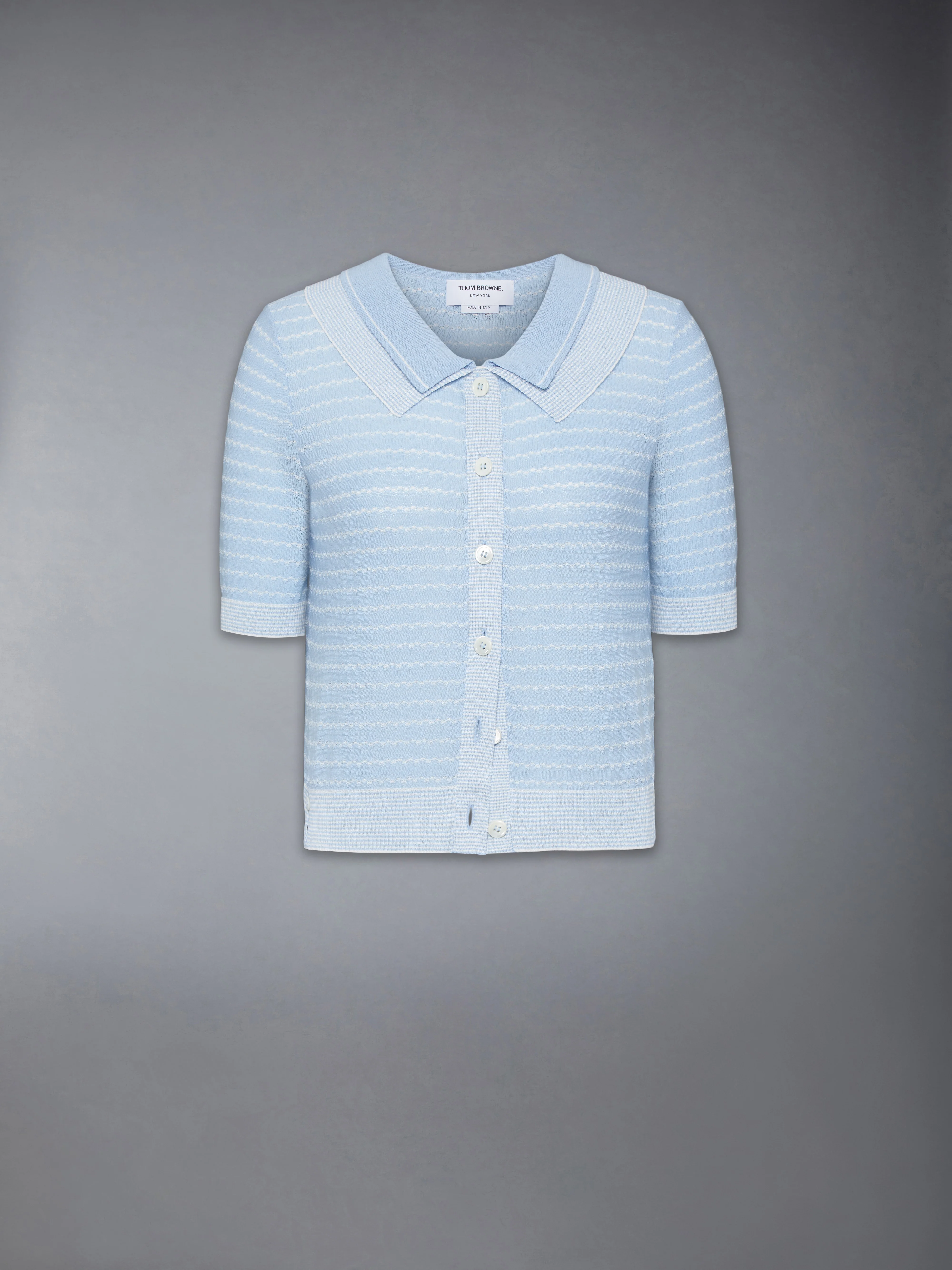 STRIPED TUCK STITCH SHORT SLEEVE CARDIGAN - Image 6