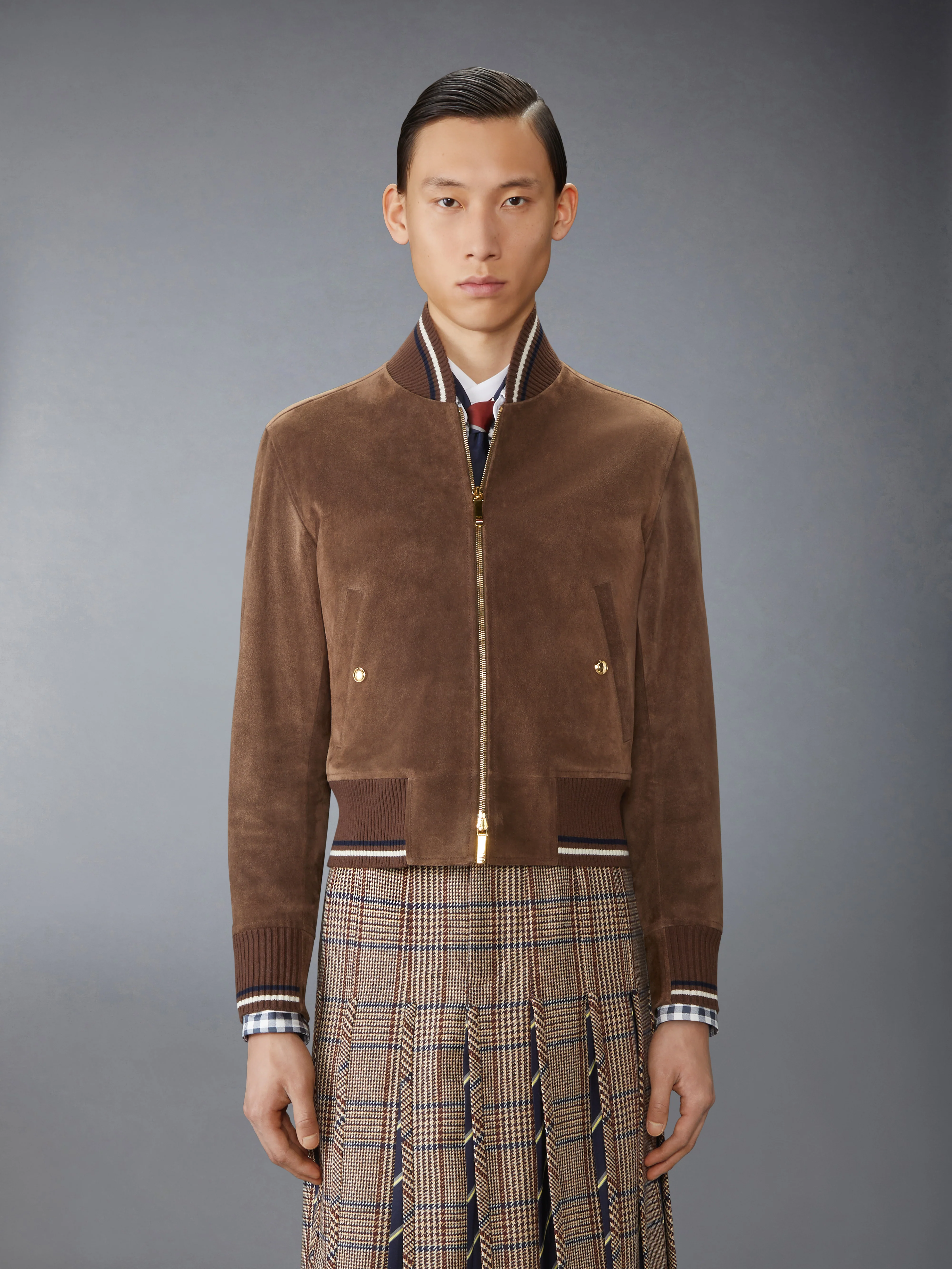 SUEDE KNIT RIB BLOUSON JACKET