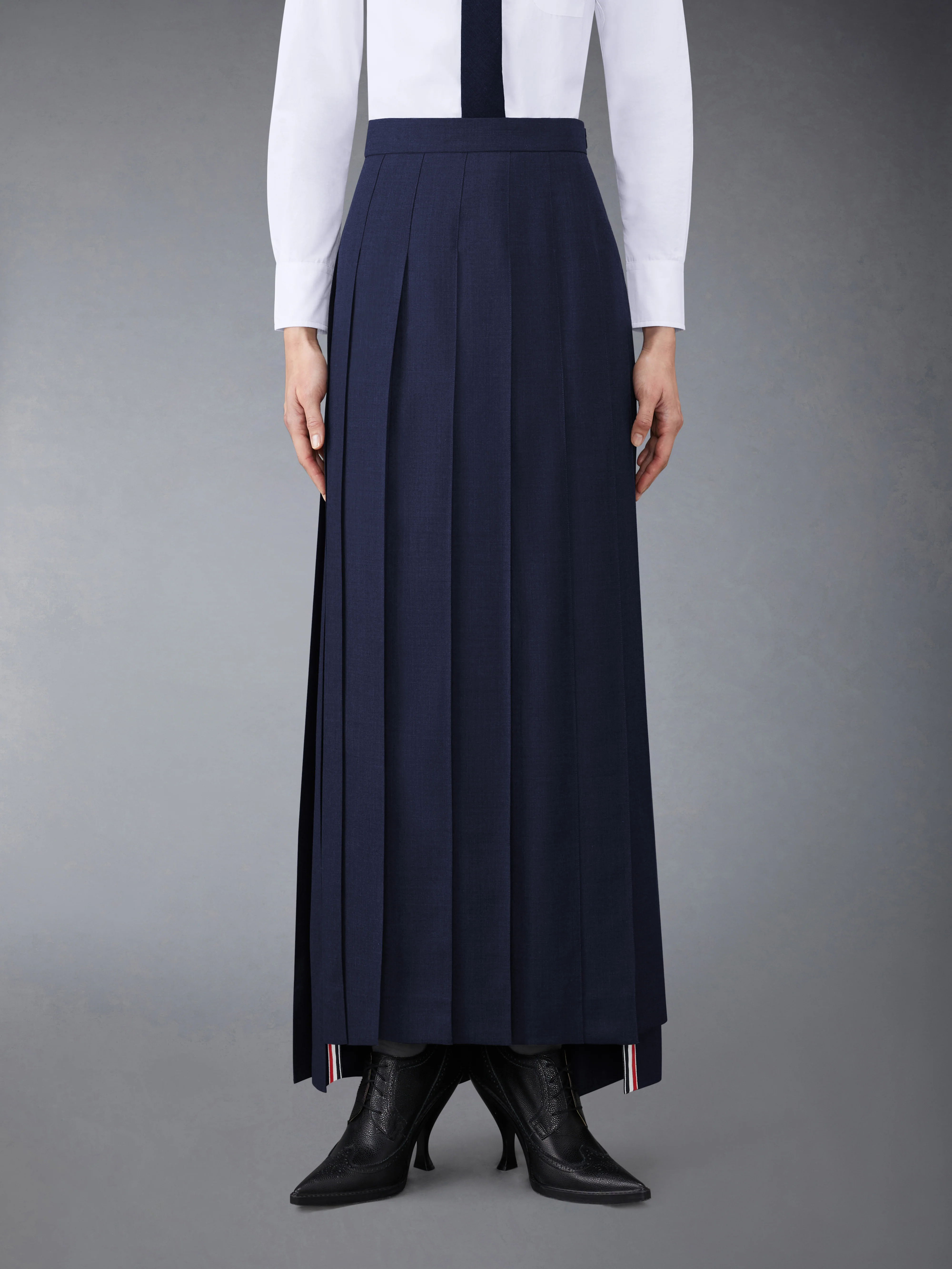 SUPER 120’S TWILL PLEATED MAXI SKIRT