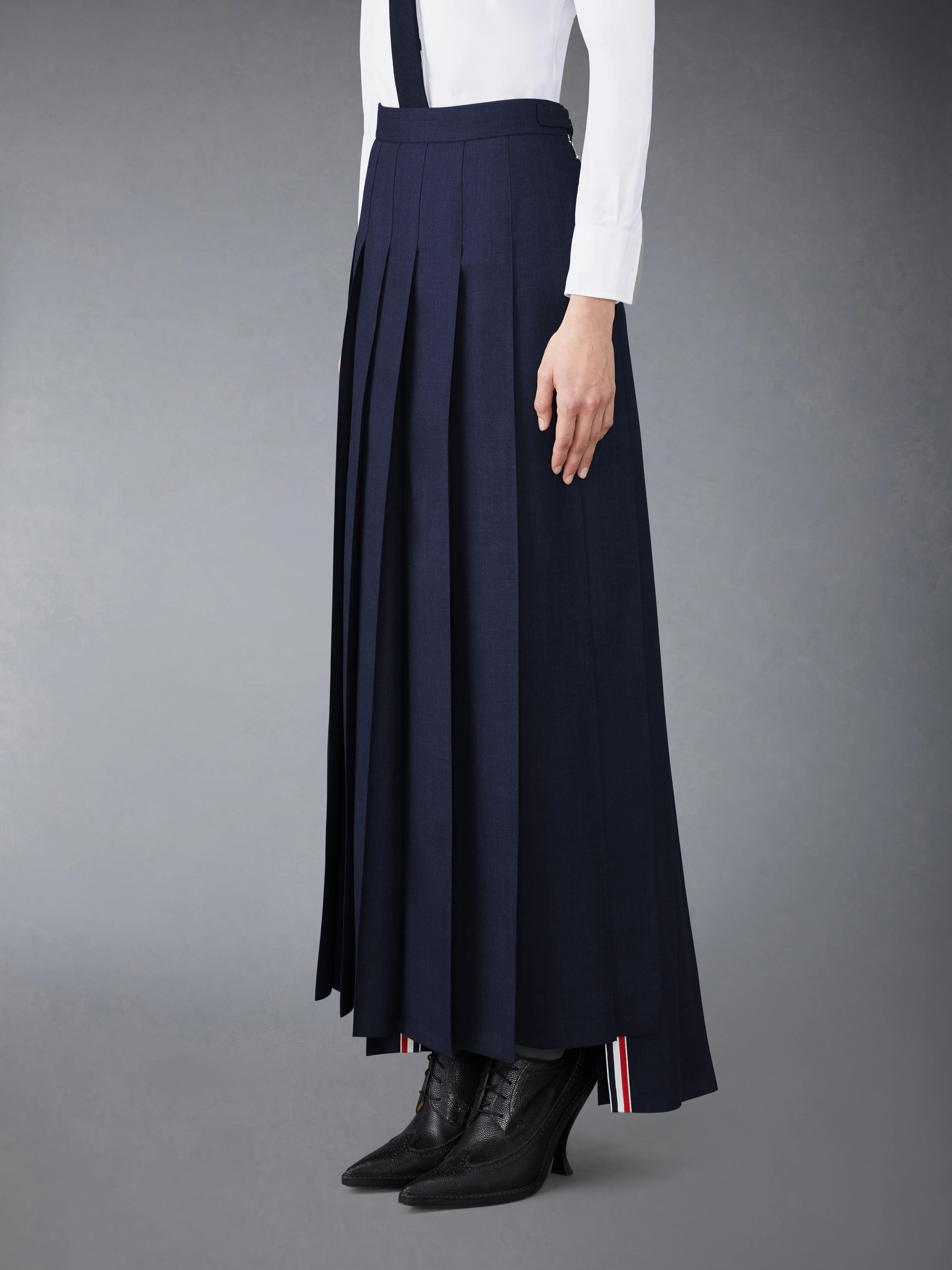 SUPER 120’S TWILL PLEATED MAXI SKIRT - Image 2