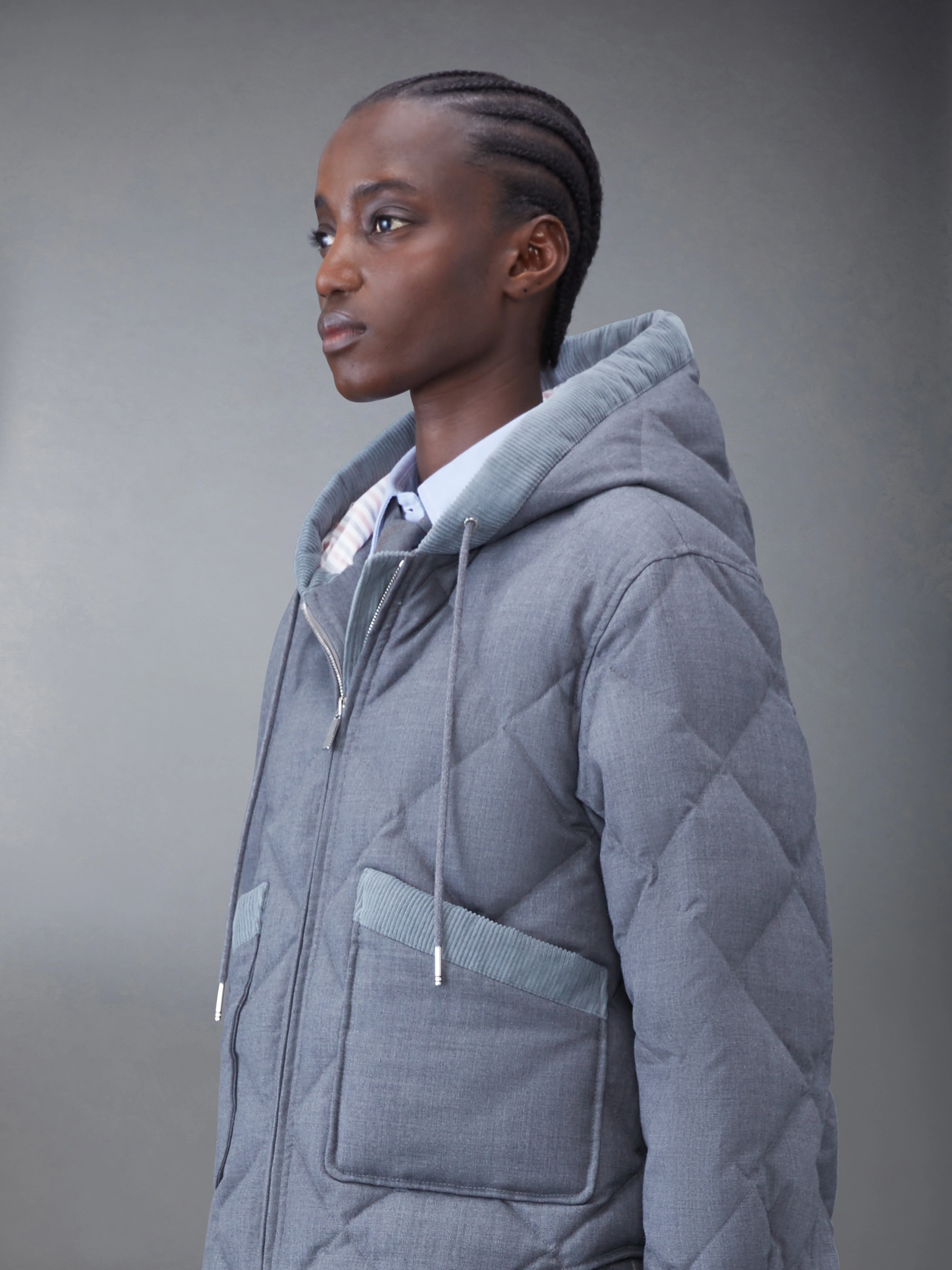 SUPER 120'S TWILL DOWN HOODED PATCH POCKET JACKET - Image 5