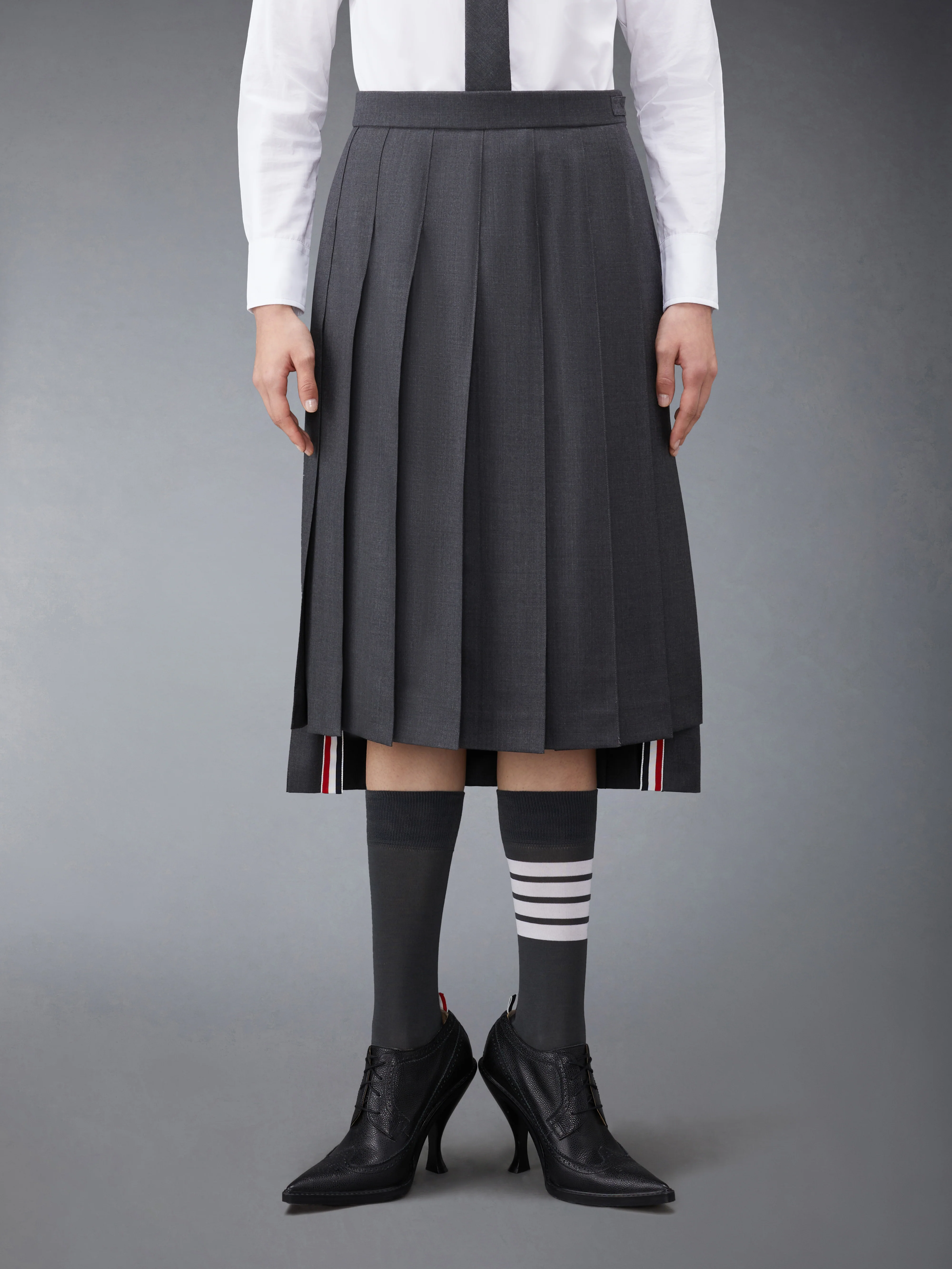 SUPER 120'S TWILL PLEATED SKIRT