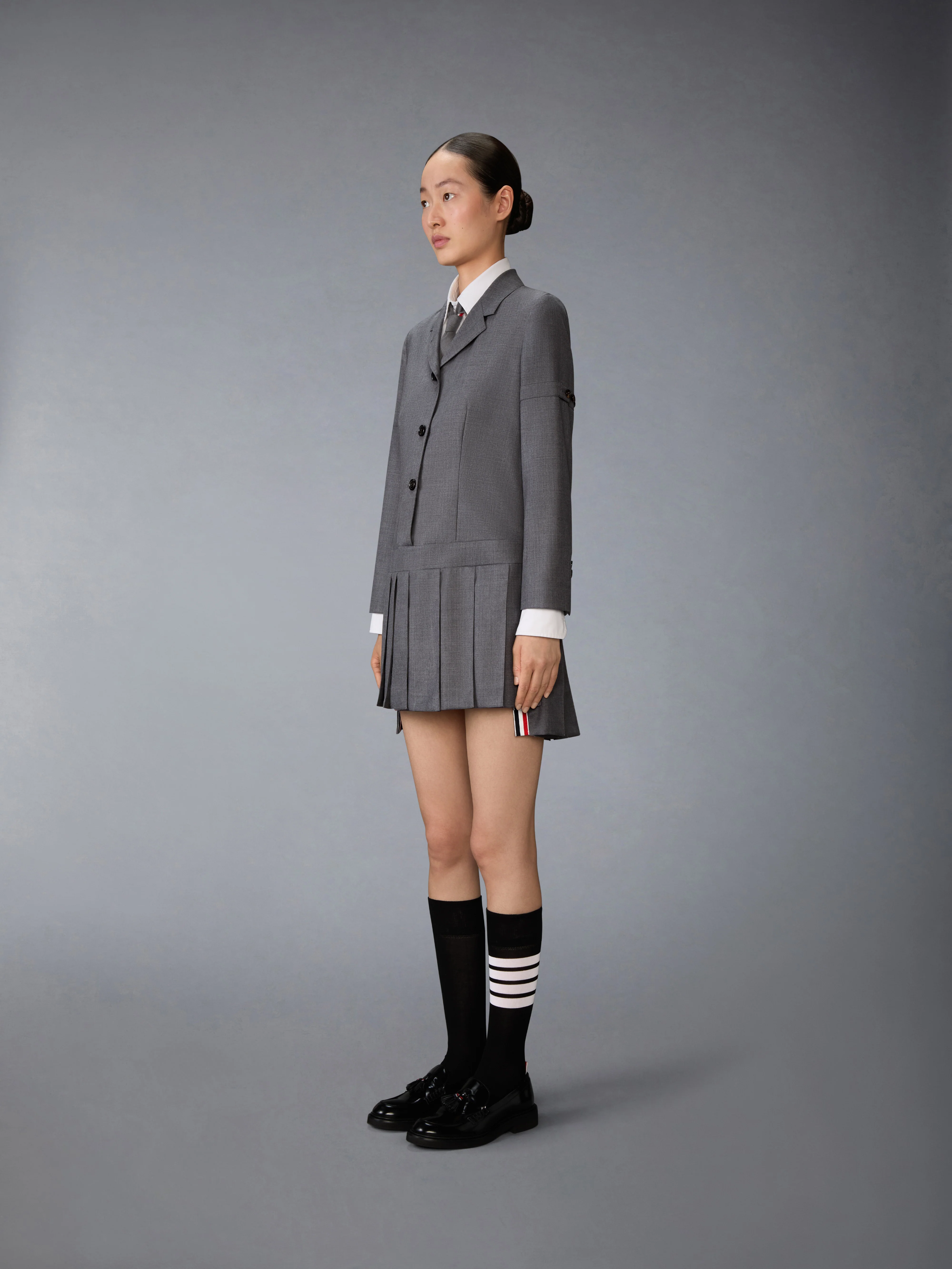 SUPER 120'S TWILL SPORTCOAT PLEATED MINI DRESS - Image 3