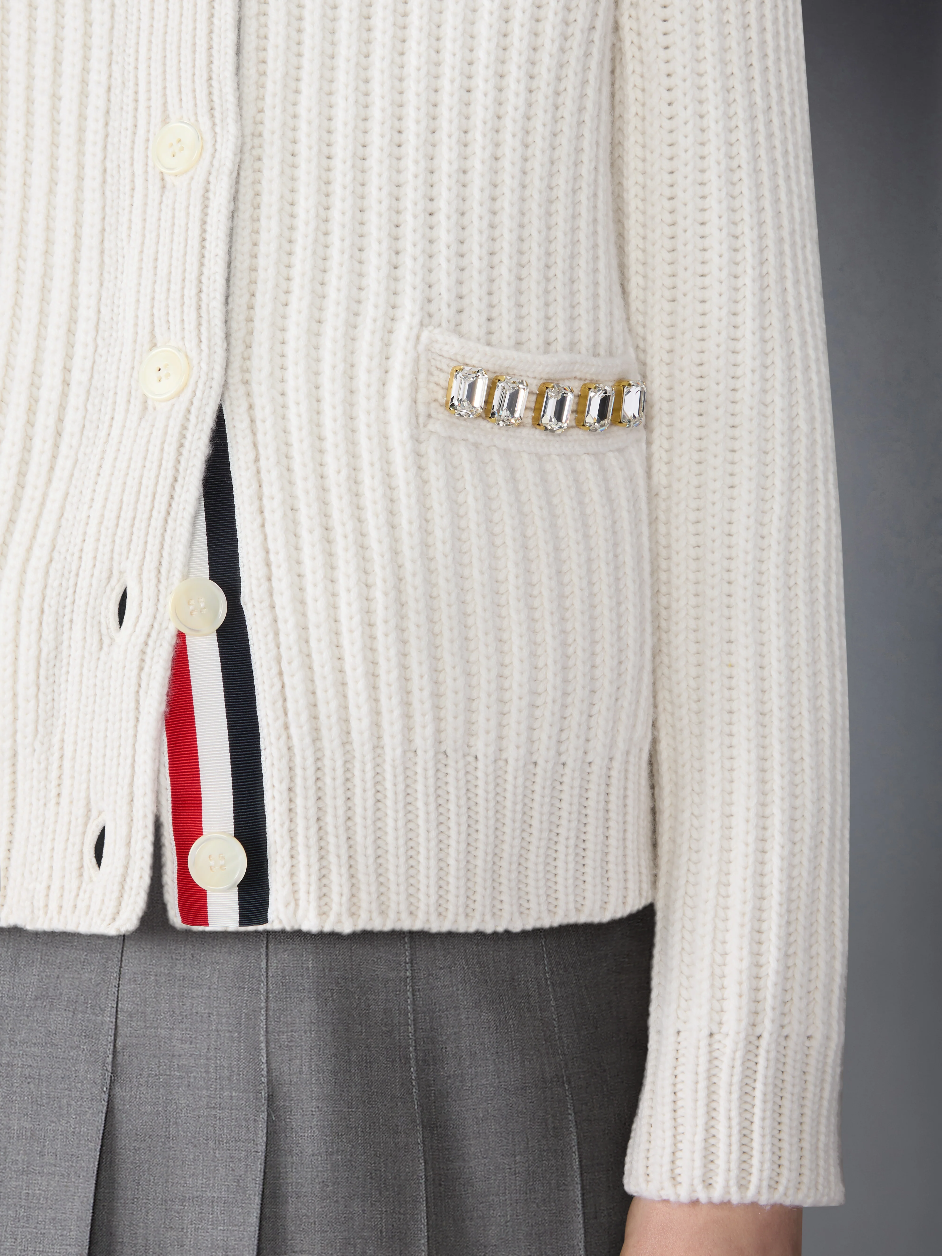 SWAROVSKI CRYSTAL HALF STITCH CASHMERE CARDIGAN - Image 5