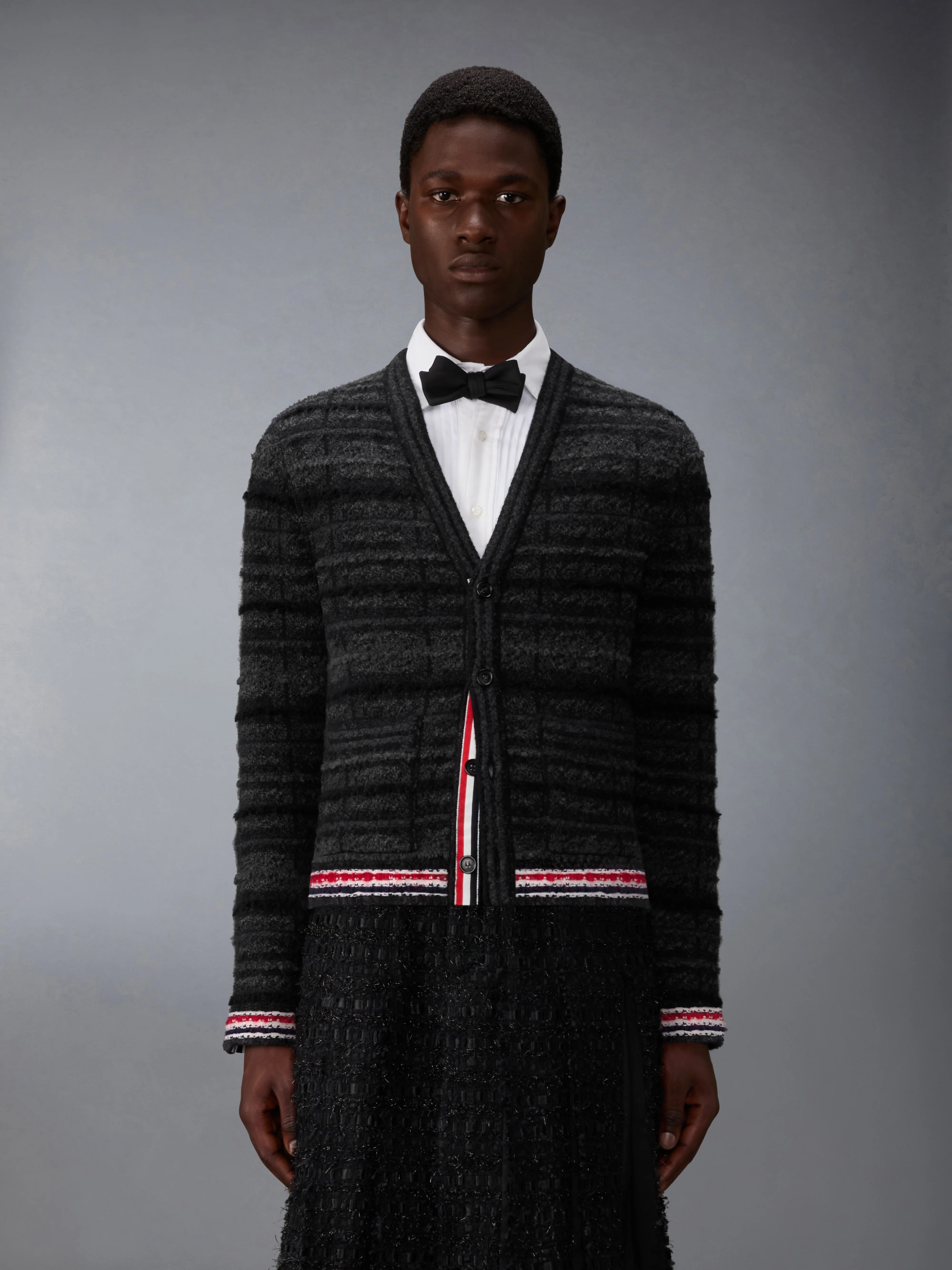 TARTAN JACQUARD MERINO MOHAIR CARDIGAN JACKET