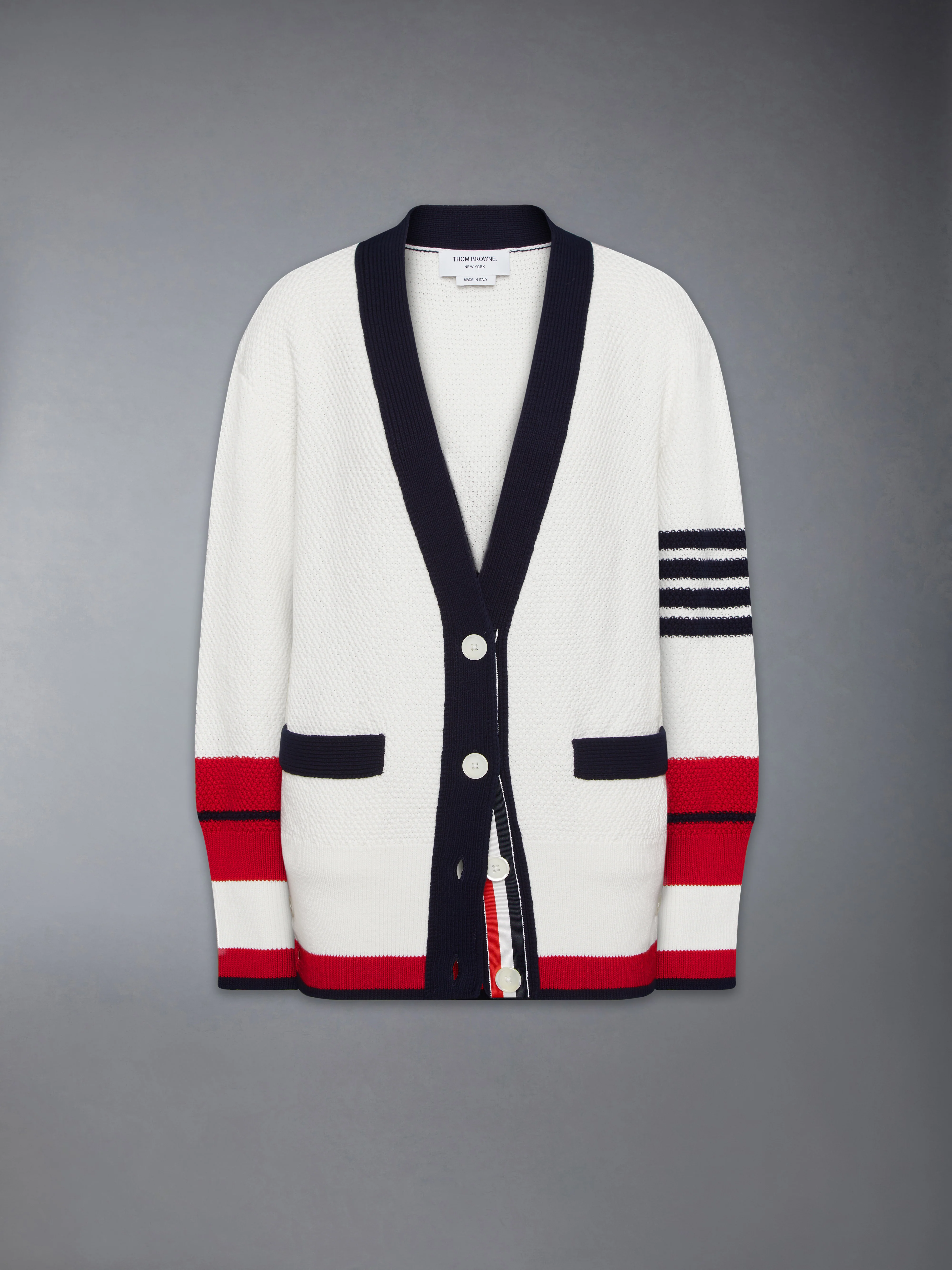 TENNIS RACQUET INTARSIA 4-BAR SEED STITCH CARDIGAN - Image 6